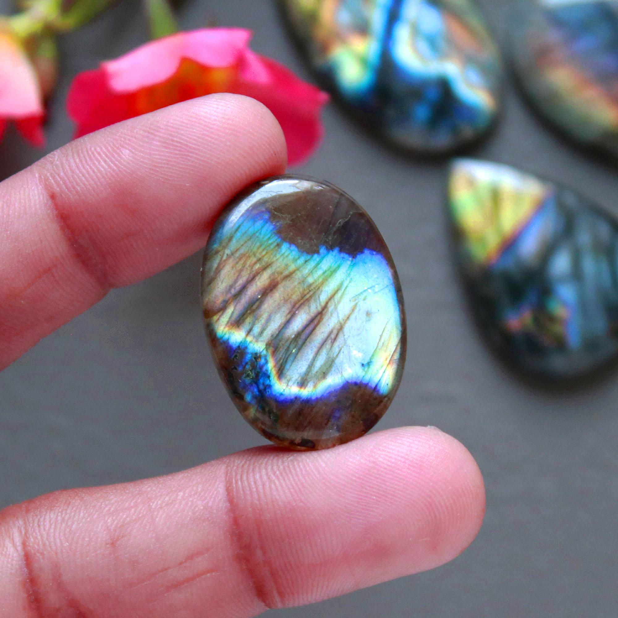 6Pcs 165Ct Natural Labradorite Mixed Shape Cabochon Loose Semi-Precious Multi Fire Crystal Gemstone Lot 34x20 20x20mm 16586