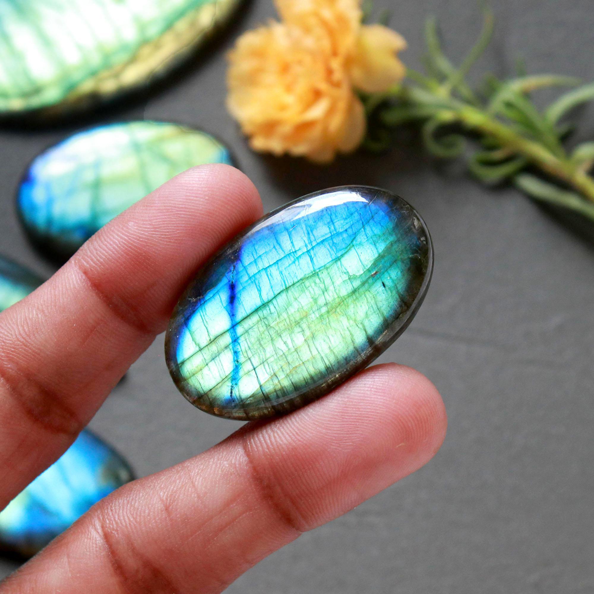 6Pcs 482Ct Natural Labradorite Mixed Shape Cabochon Loose Semi-Precious Multi Fire Crystal Gemstone Lot 60x36 36x23mm 16588