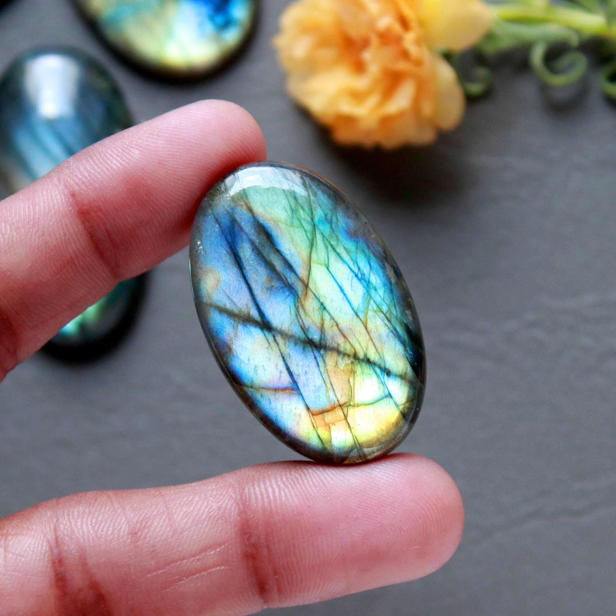 6Pcs 248Ct Natural Labradorite Mixed Shape Cabochon Loose Semi-Precious Multi Fire Crystal Gemstone Lot 40x20 19x19mm 16589