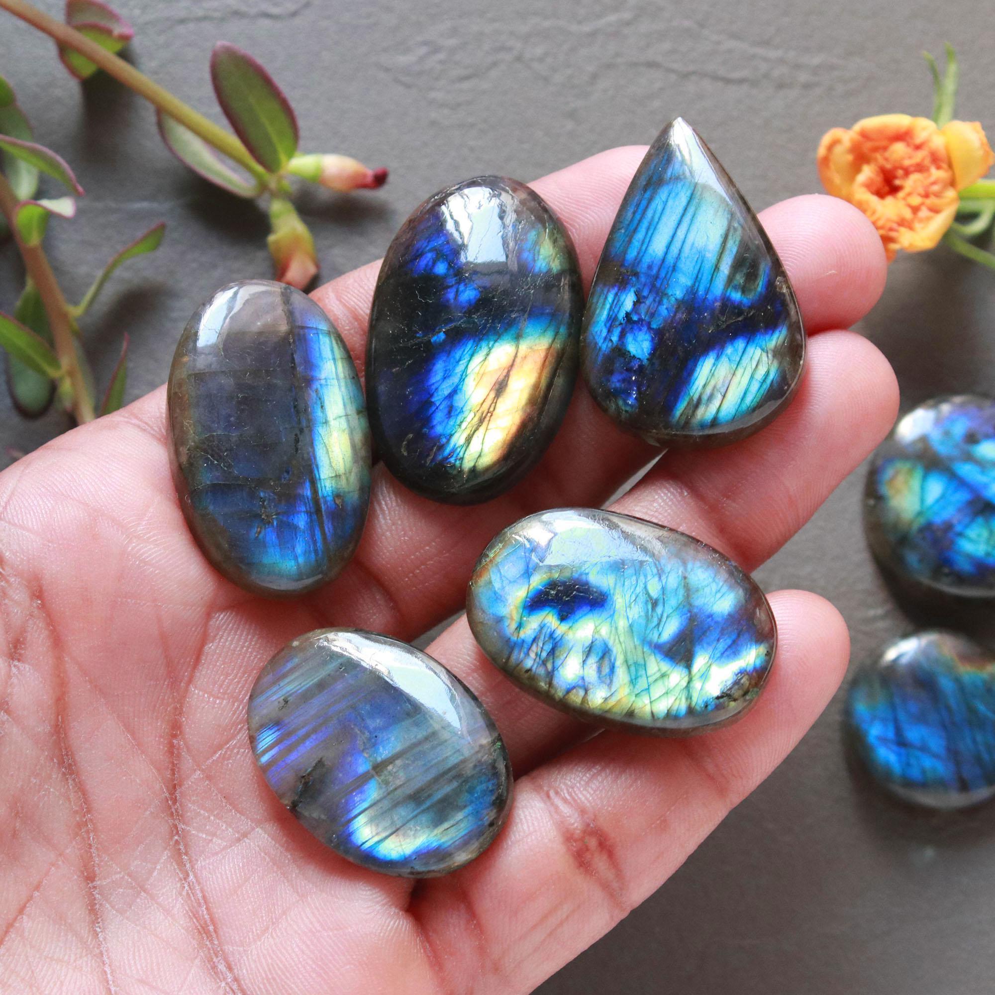 8Pcs 258Ct Natural Labradorite Cabochon Loose Handmade Jewelry Making Wholesale Gemstone Lot 33x20 19x19mm 16599