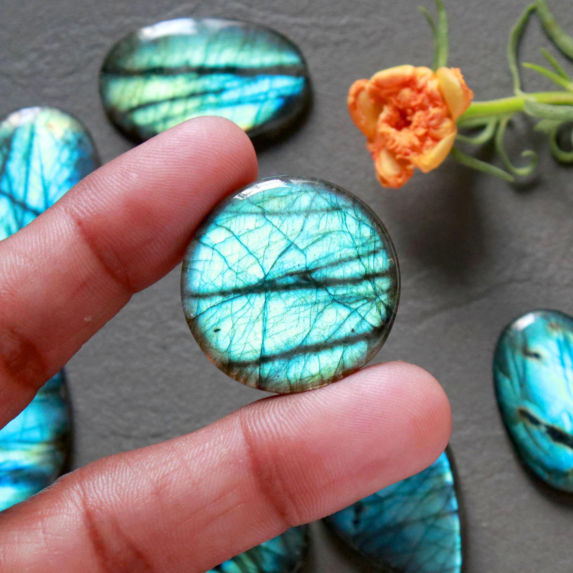 7Pcs 192Ct Natural Labradorite Cabochon Loose Handmade Jewelry Making Wholesale Gemstone Lot 30x20 25x25mm 16600