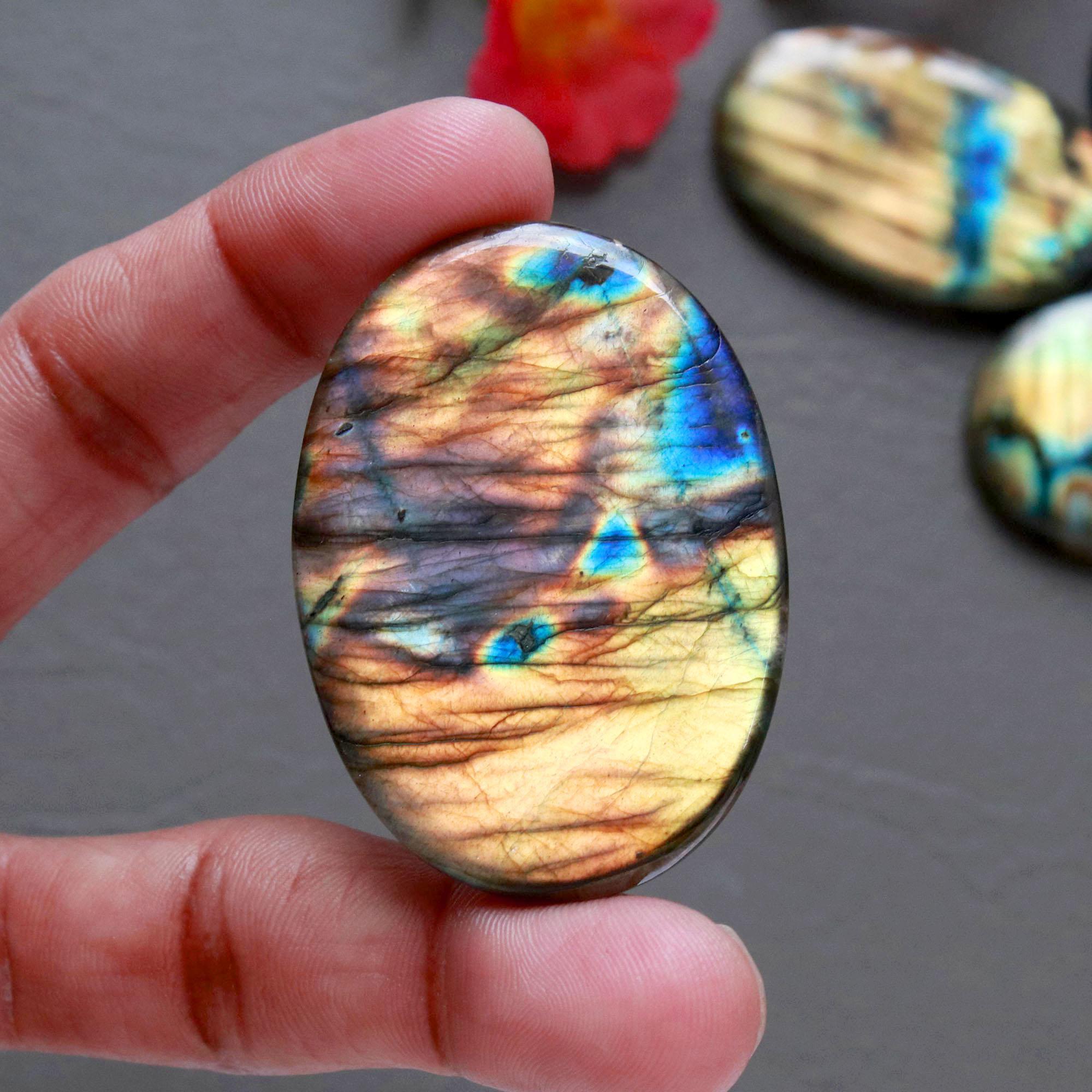5Pcs 318Ct Natural Labradorite Cabochon Loose Handmade Jewelry Making Wholesale Gemstone Lot 48x31 35x25mm 16601
