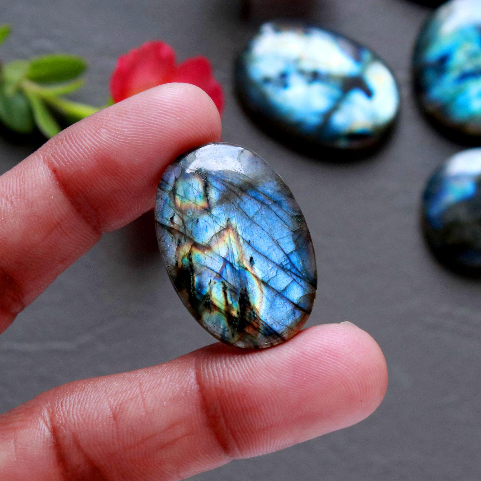 7Pcs 191Ct Natural Labradorite Cabochon Loose Handmade Jewelry Making Wholesale Gemstone Lot 30x24 20x20mm 16605