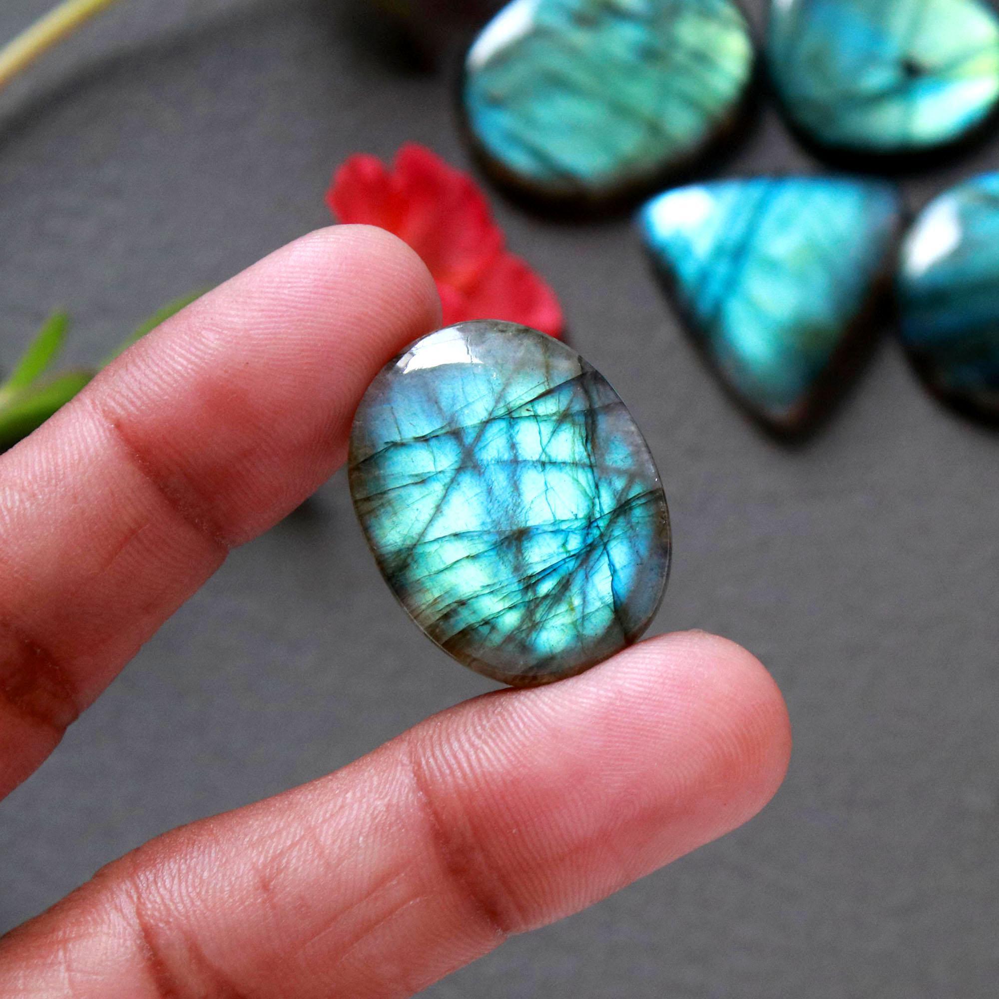 10Pcs 262Ct Natural Labradorite Cabochon Loose Handmade Jewelry Making Wholesale Gemstone Lot 30x23 20x20mm 16607