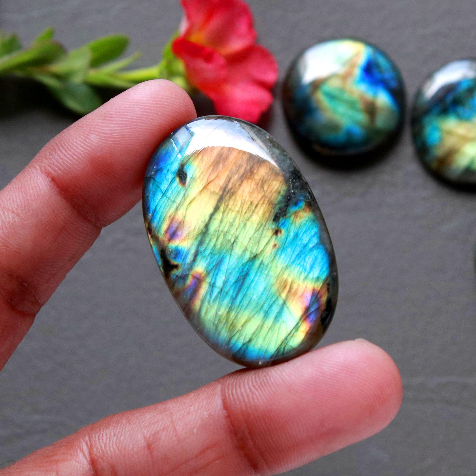 10Pcs 317Ct Natural Labradorite Cabochon Loose Handmade Jewelry Making Wholesale Gemstone Lot 39x24 20x20mm 16610