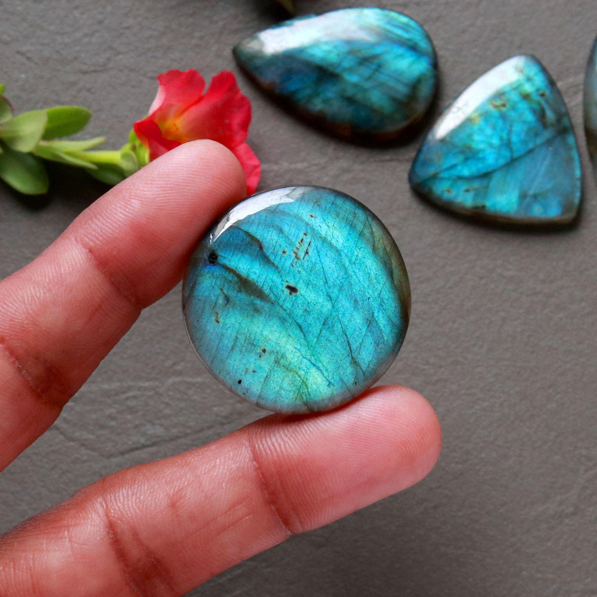6Pcs 199Ct Natural Labradorite Cabochon Loose Handmade Jewelry Making Wholesale Gemstone Lot 40x30 23x23mm 16617