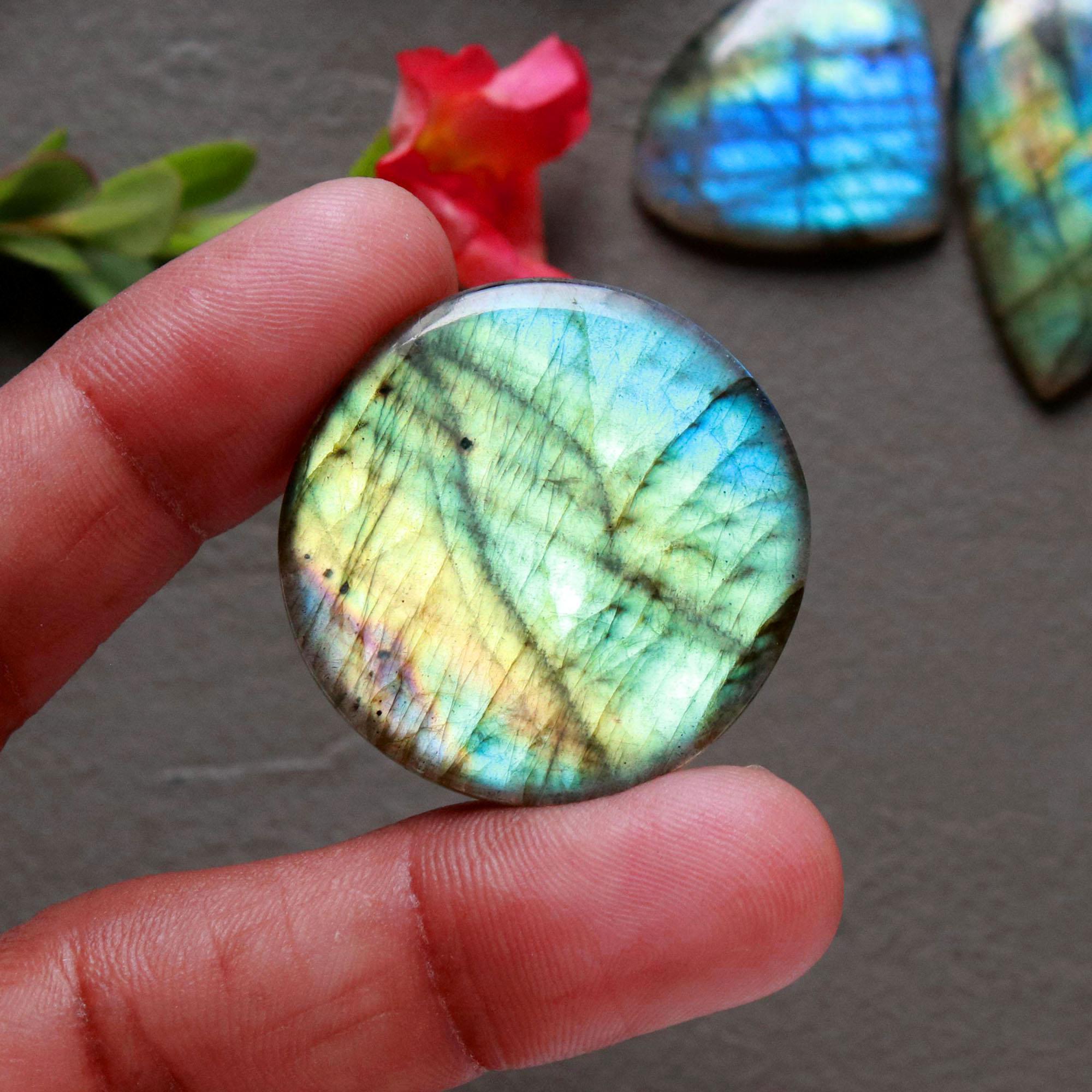 7Pcs 187Ct Natural Labradorite Cabochon Mix Shape Jewelry Making Healing Crystal Craft Supplies 30x30 20x20mm 16618