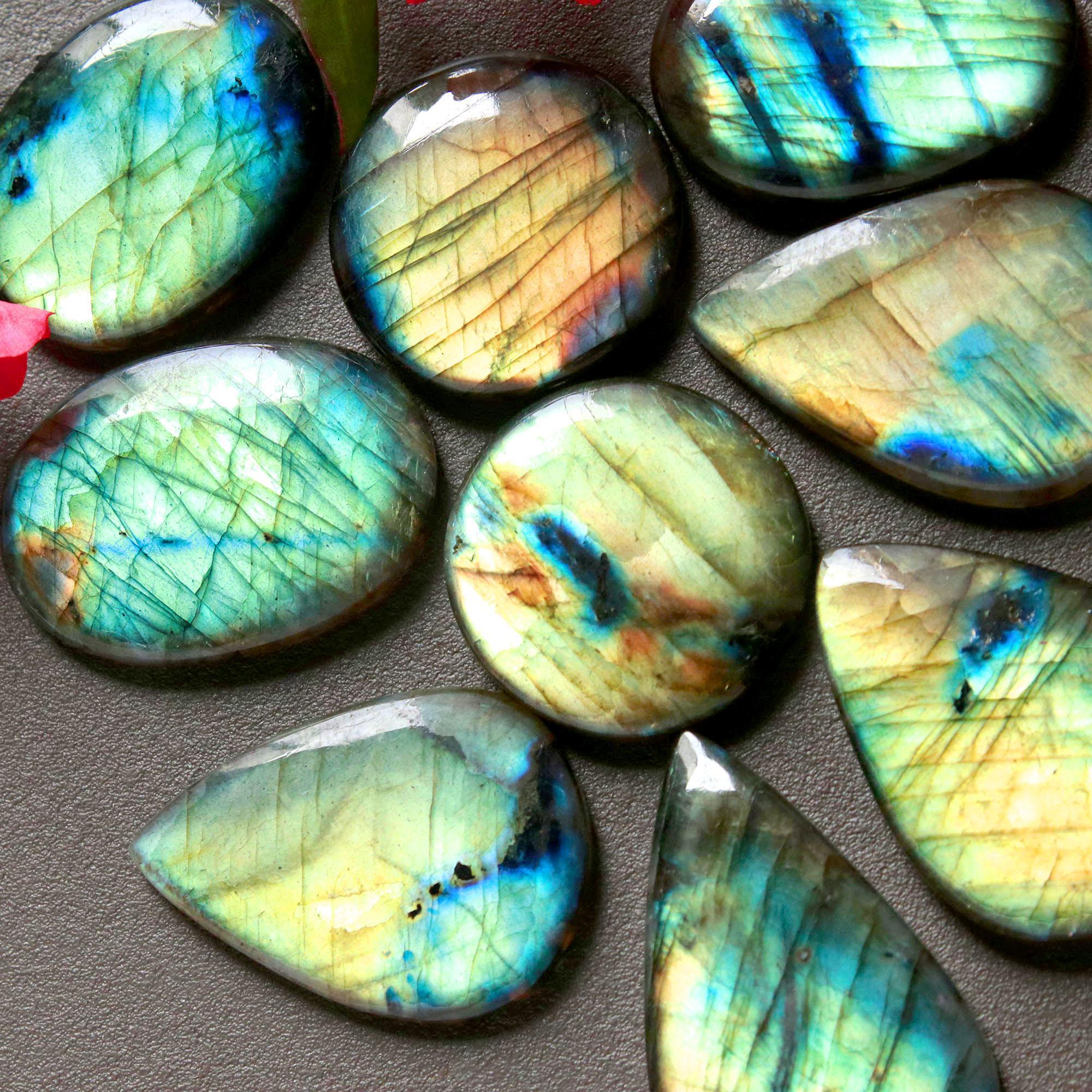 11Pcs 284Ct Natural Labradorite Cabochon Mix Shape Jewelry Making Healing Crystal Craft Supplies 30x19 20x20mm 16619