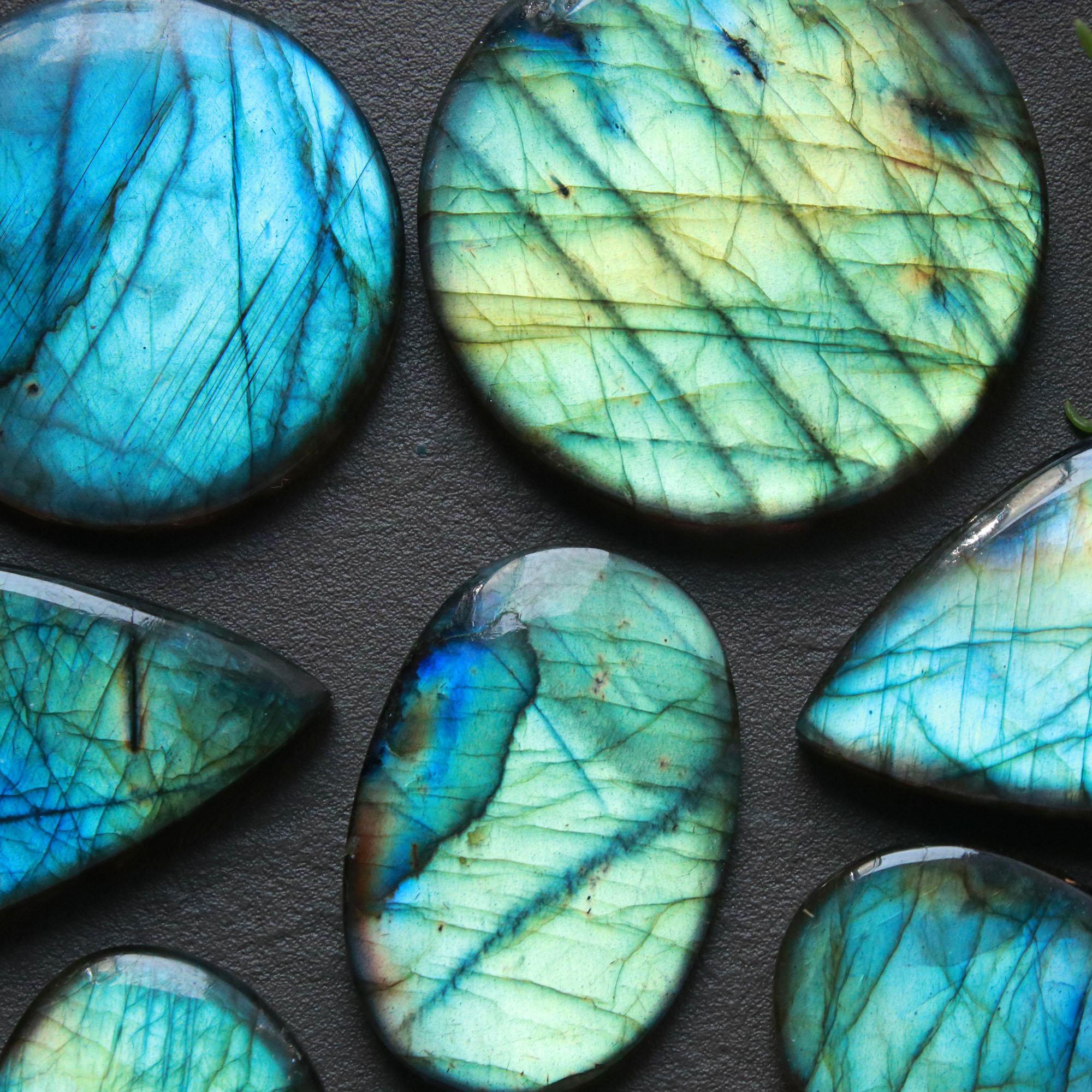 11Pcs 317Ct Natural Labradorite Cabochon Mix Shape Jewelry Making Healing Crystal Craft Supplies 34x19 20x20mm 16621
