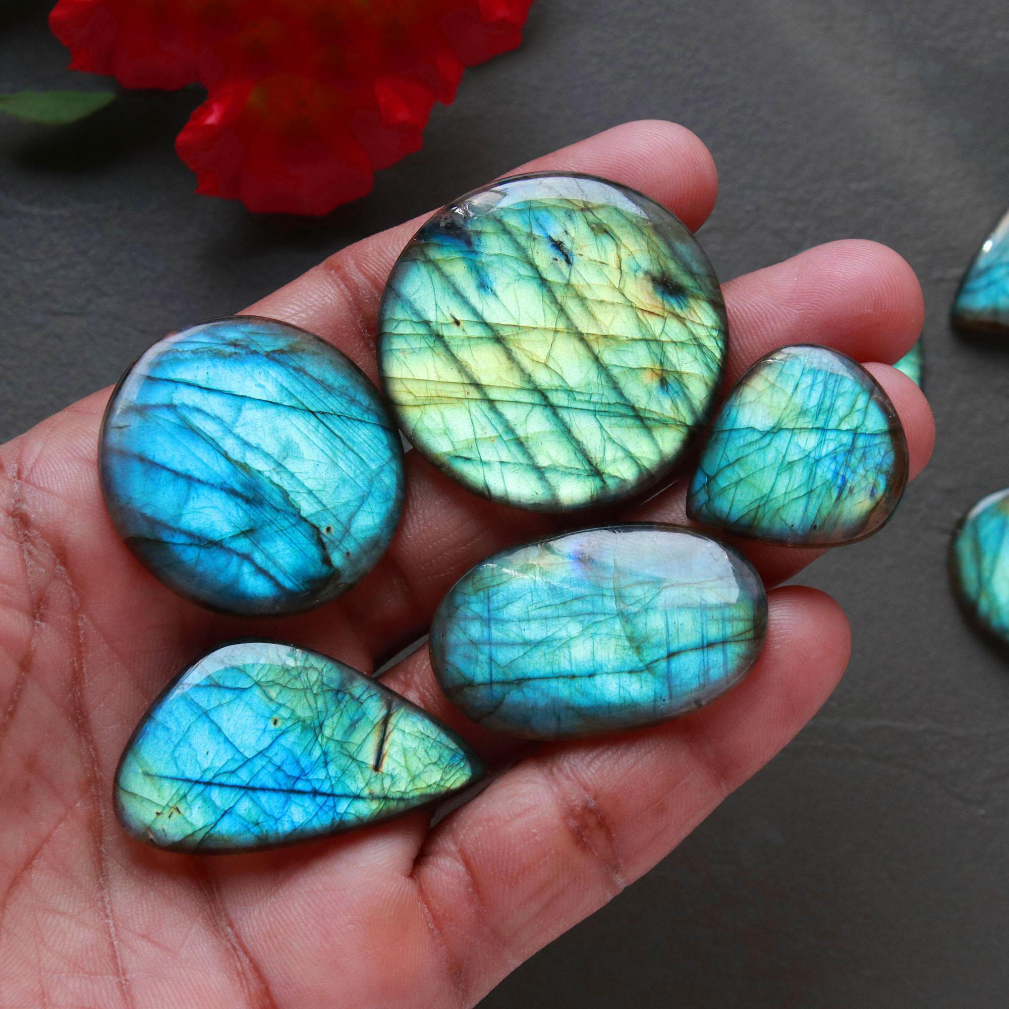 11Pcs 317Ct Natural Labradorite Cabochon Mix Shape Jewelry Making Healing Crystal Craft Supplies 34x19 20x20mm 16621