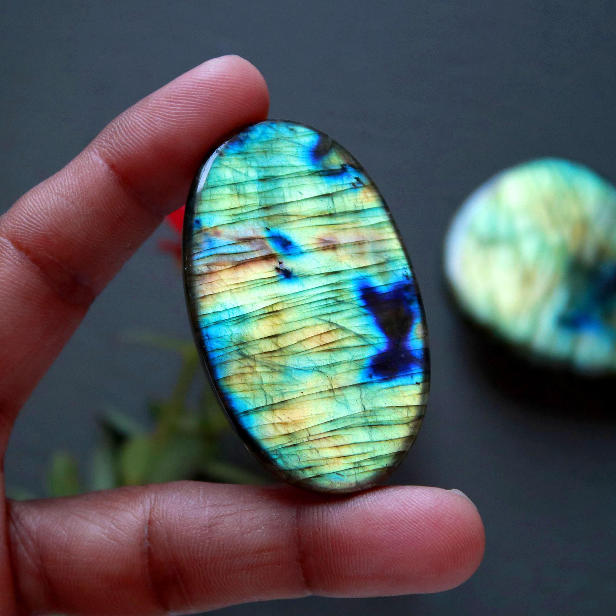 6Pcs 404Ct Natural Labradorite Cabochon Mix Shape Jewelry Making Healing Crystal Craft Supplies 55x40 33x24mm 16624