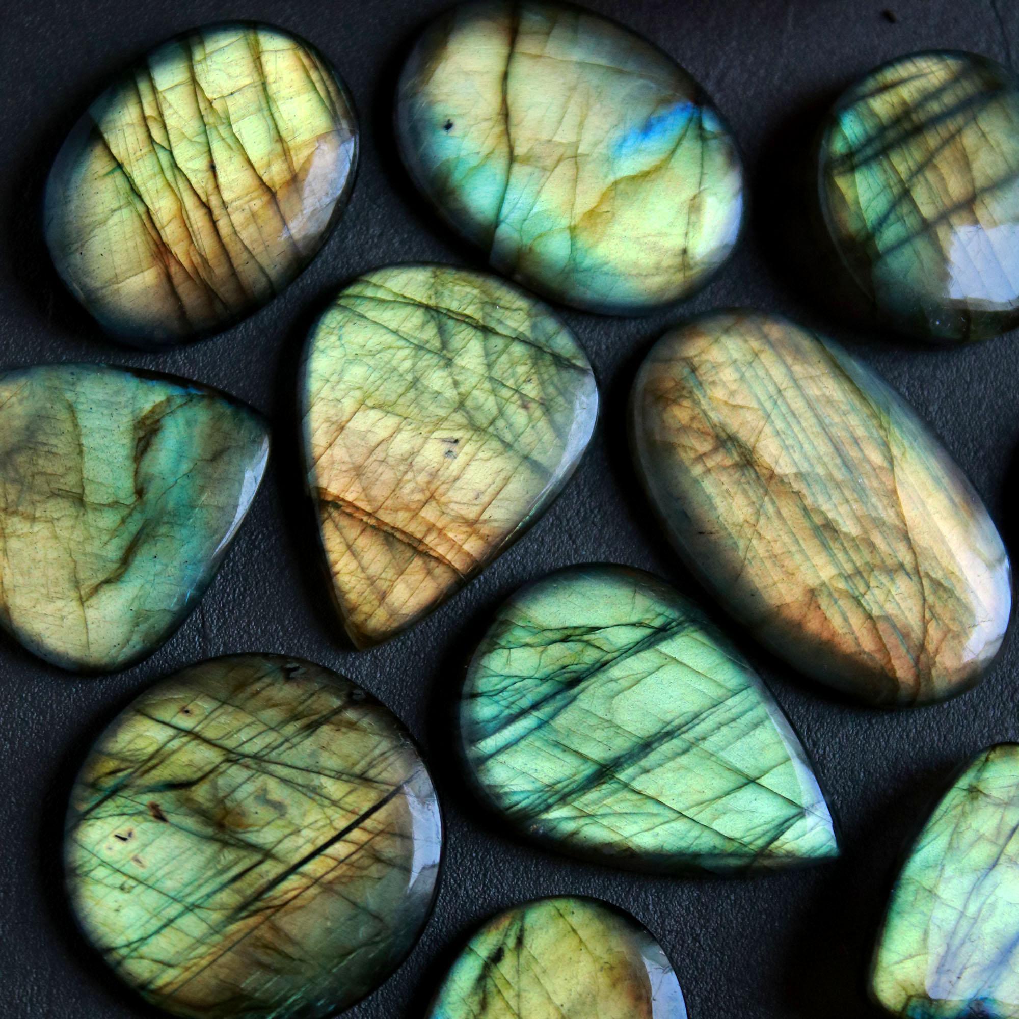 11Pcs 266Ct Natural Labradorite Cabochon Mix Shape Jewelry Making Healing Crystal Craft Supplies 34x20 19x19mm 16626