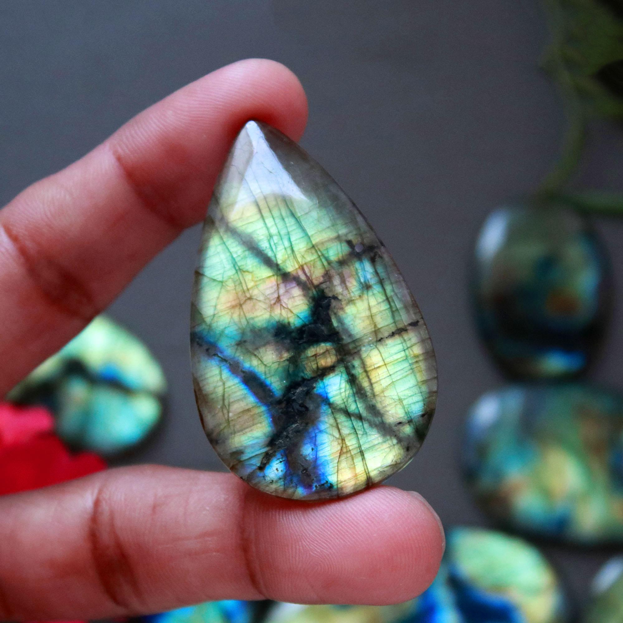 9Pcs 333Ct Natural Labradorite Cabochon Mix Shape Jewelry Making Healing Crystal Craft Supplies 53x30 25x15mm 16628