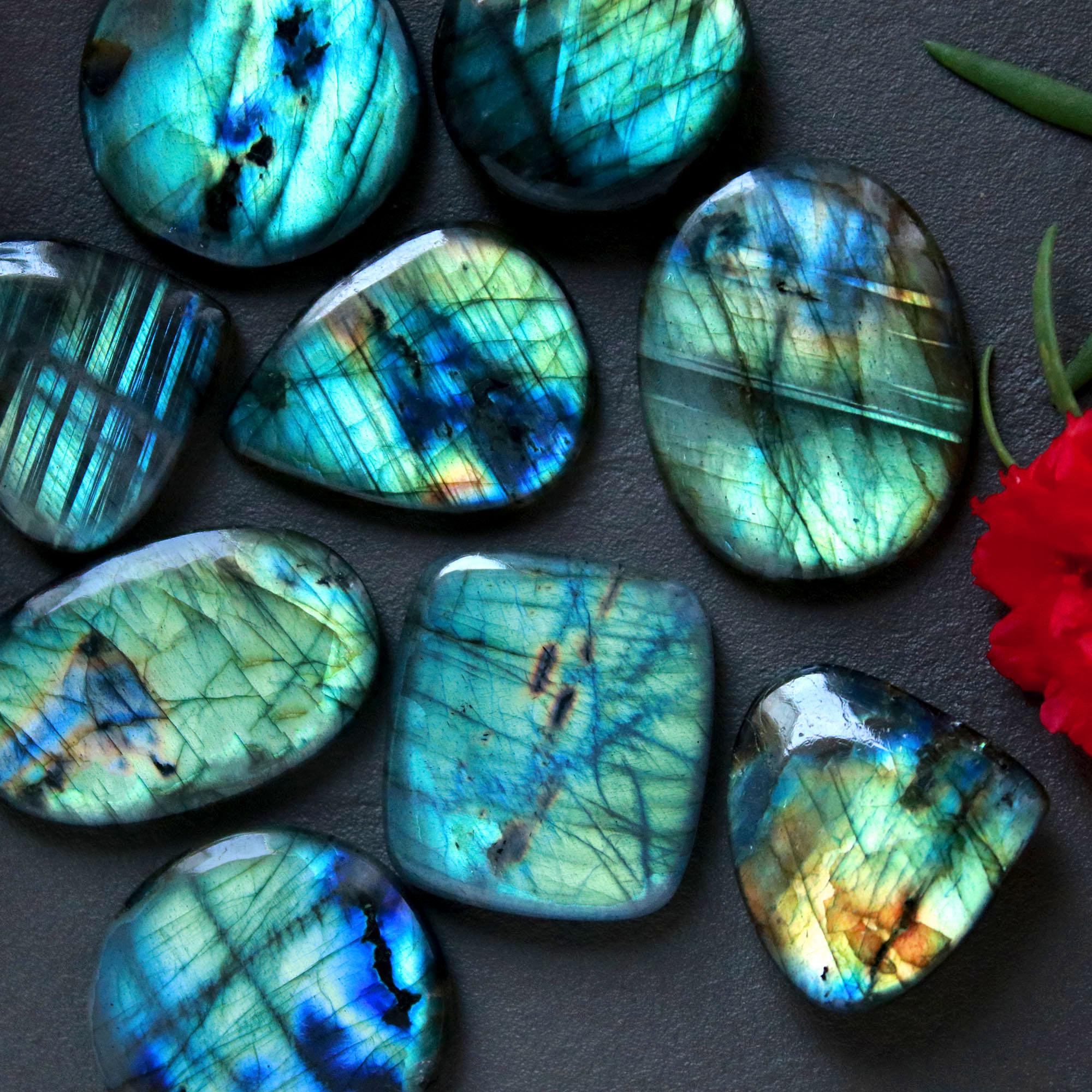 10Pcs 258Ct Natural Labradorite Cabochon Mix Shape Jewelry Making Healing Crystal Craft Supplies 28x20 23x20mm 16629