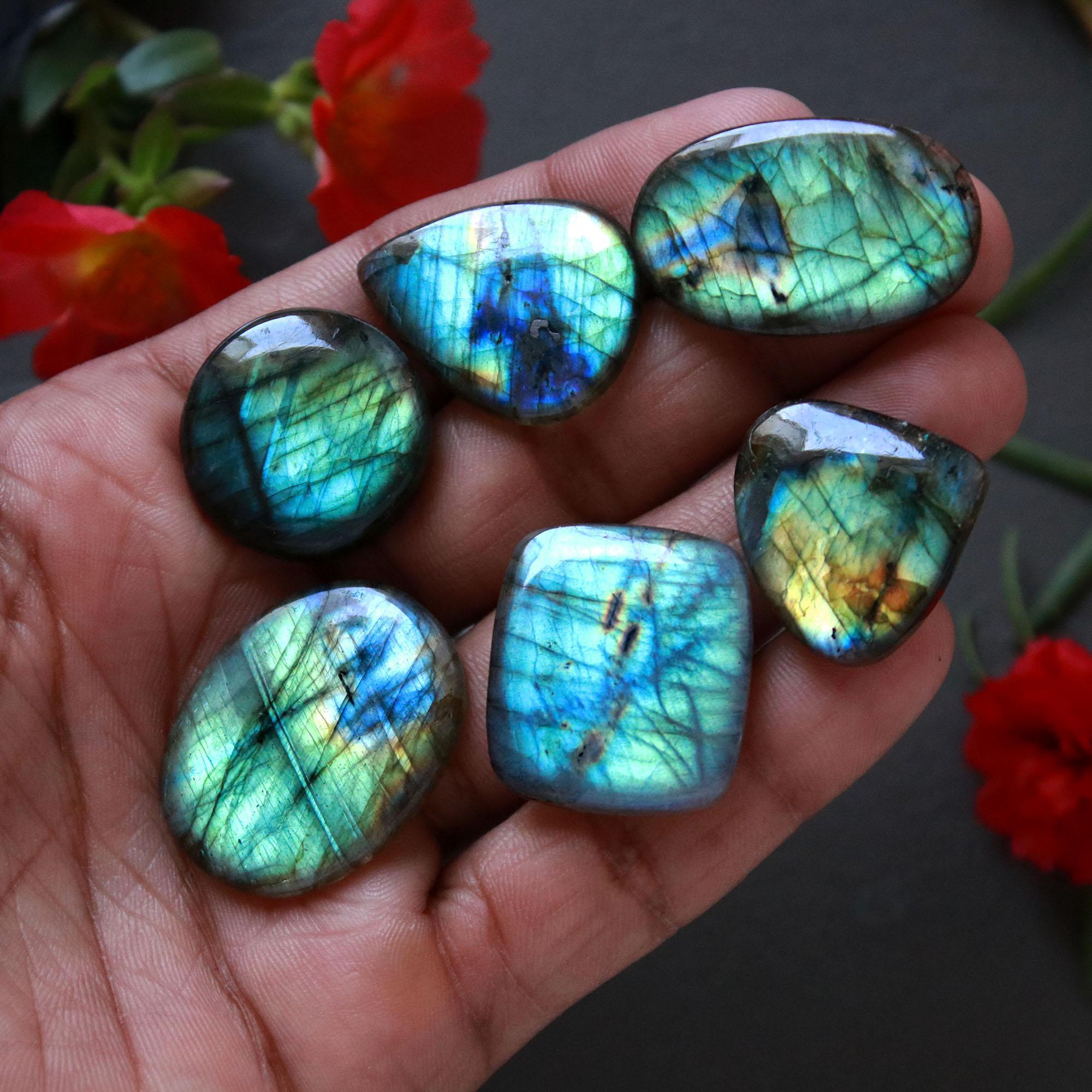 10Pcs 258Ct Natural Labradorite Cabochon Mix Shape Jewelry Making Healing Crystal Craft Supplies 28x20 23x20mm 16629