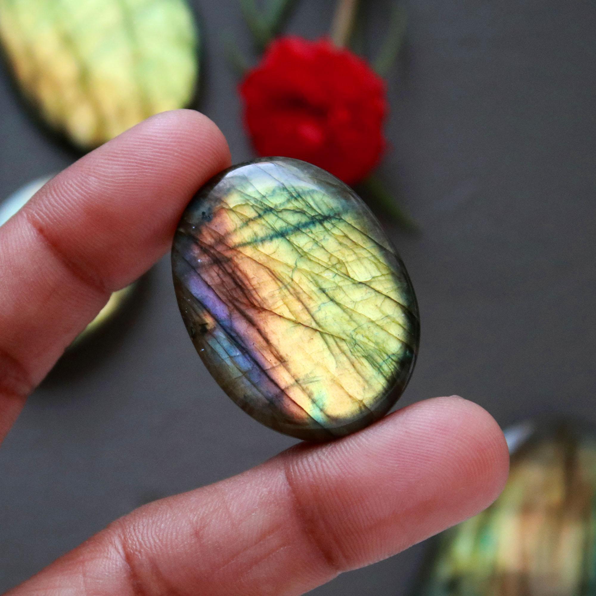 6Pcs 388Ct Natural Labradorite Cabochon Mix Shape Jewelry Making Healing Crystal Craft Supplies 52x40 30x22mm 16631