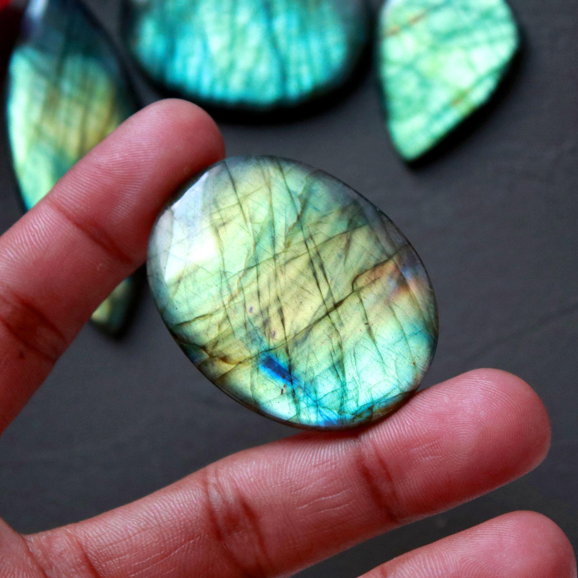 7Pcs 434Ct Natural Labradorite Cabochon Mix Shape Jewelry Making Healing Crystal Craft Supplies 60x20 32x23mm 16636