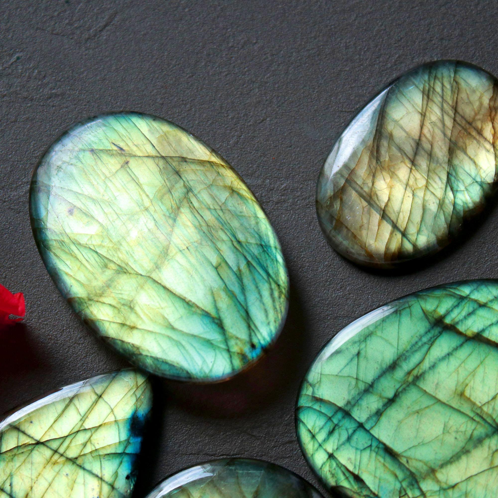6Pcs 427Ct Natural Labradorite Cabochon Mix Shape Jewelry Making Healing Crystal Craft Supplies 53x35 39x30mm 16640