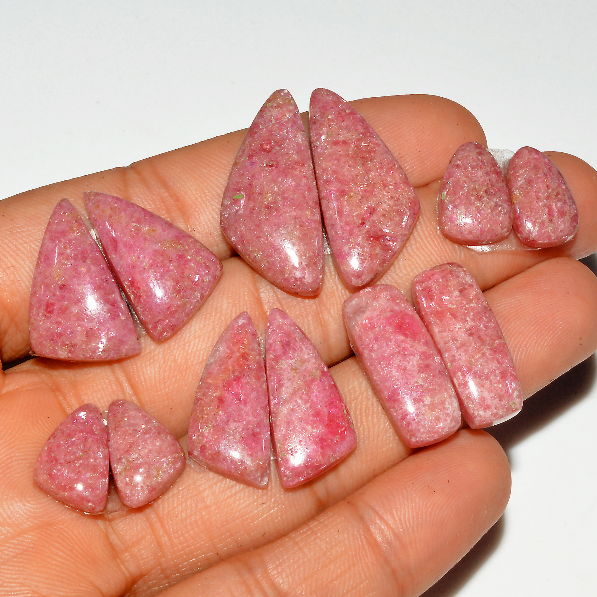 6 Pairs 156 Cts Natural Pink Rhodonite Cabochon Pairs Loose Gemstone Mix Shapes and Size Lots Rhodonite Silver Earrings 29x10 13x9mm 16765