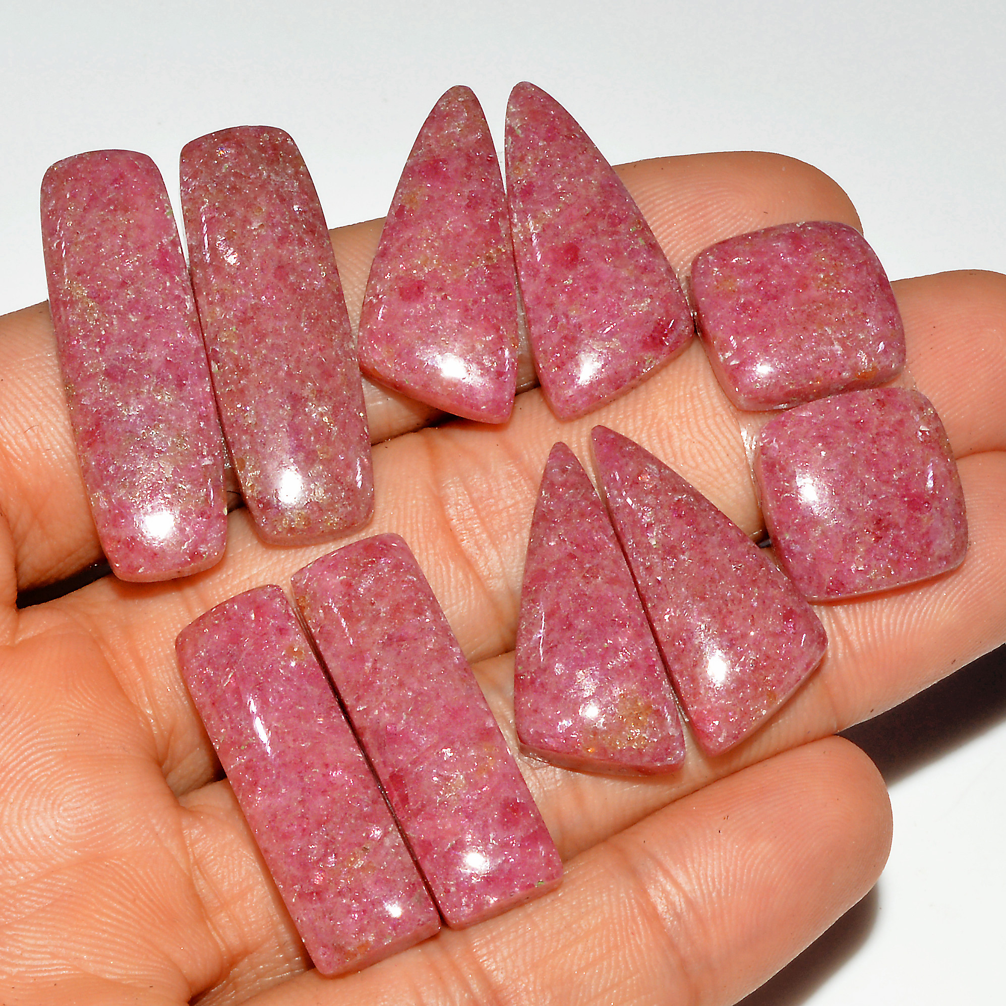 5 Pairs 225 Cts Natural Pink Rhodonite Cabochon Pairs Loose Gemstone Mix Shapes and Size Lots Rhodonite Silver Earrings 34x10 14x14mm 16769