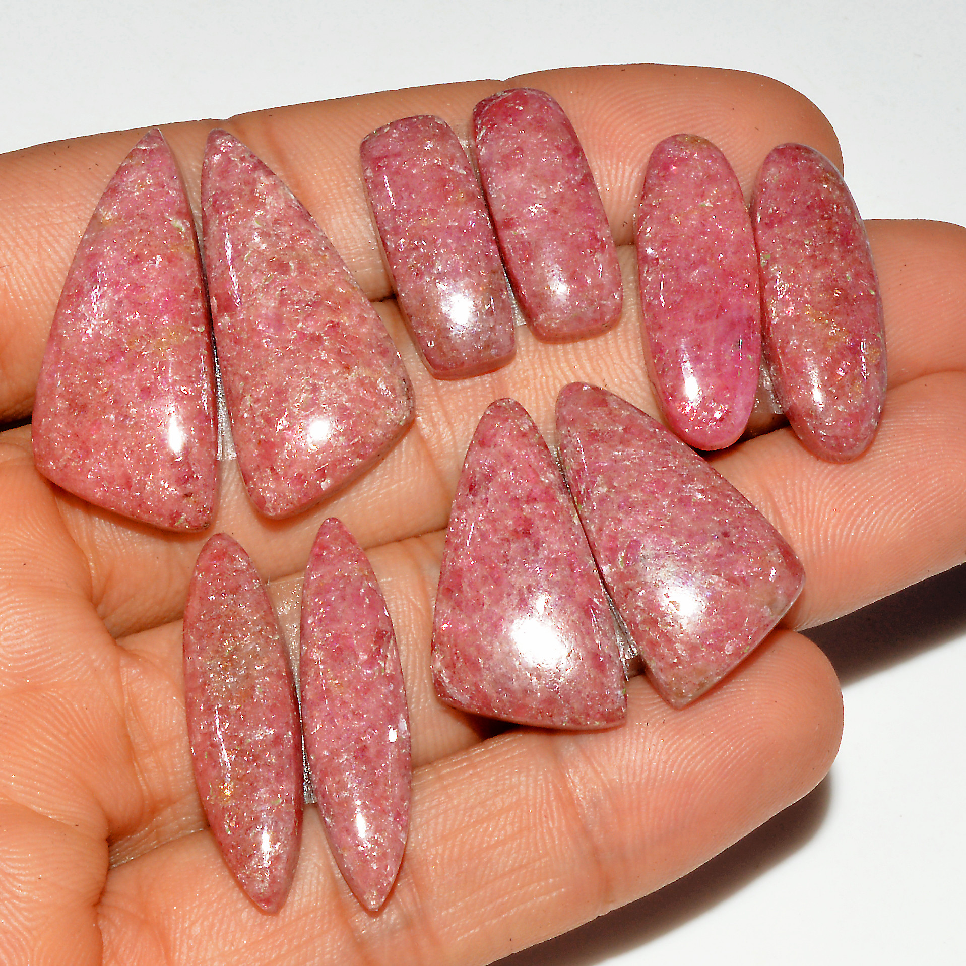 5 Pairs 187 Cts Natural Pink Rhodonite Cabochon Pairs Loose Gemstone Mix Shapes and Size Lots Rhodonite Silver Earrings 30x14 20x7mm 16770