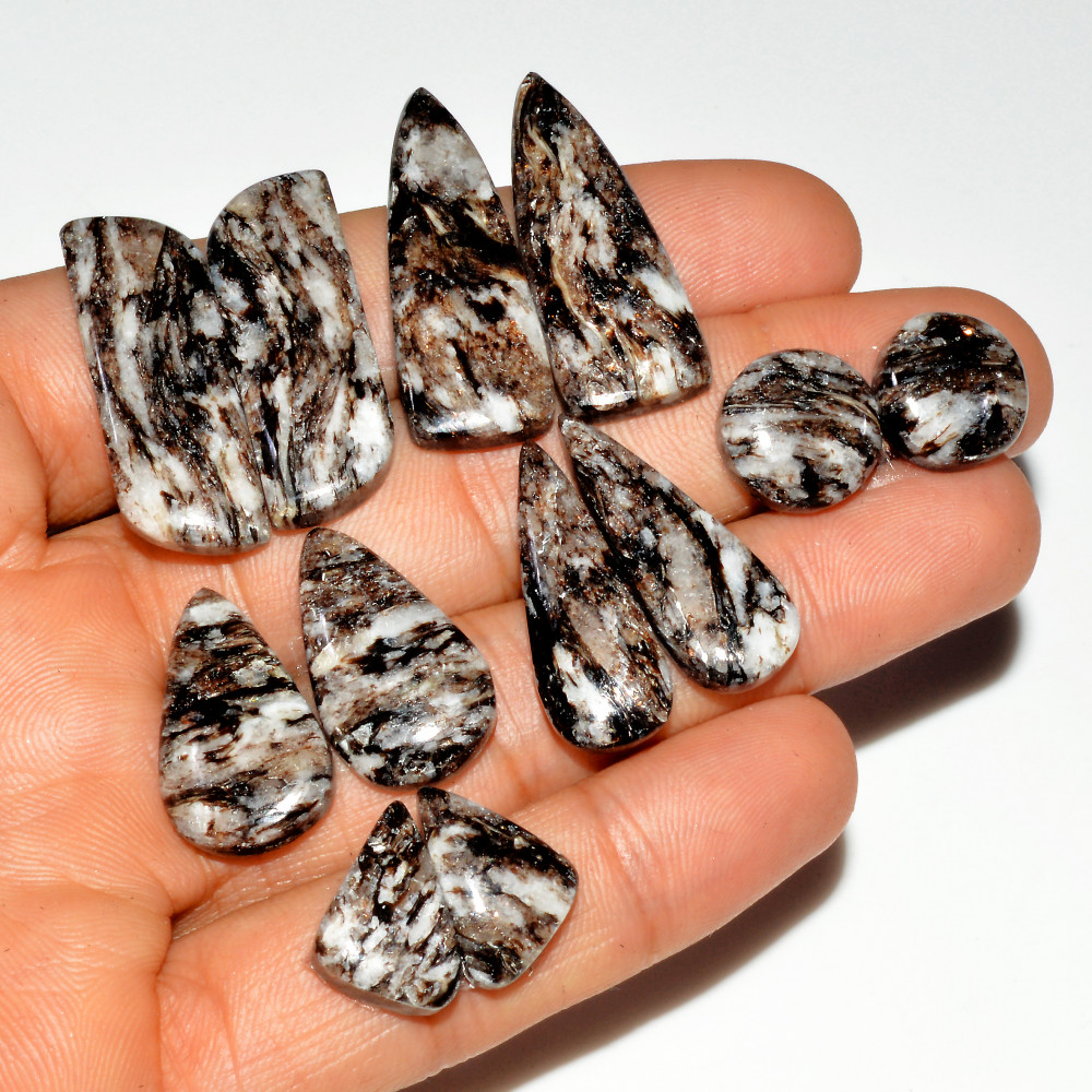 Image of 6 Pairs 152 Cts Natural Silver Mica Schist Pair Lot For Silver Earring Loose Gemstone Mixed Shape Crystal Healing Gems 34x10 11x11mm #16777