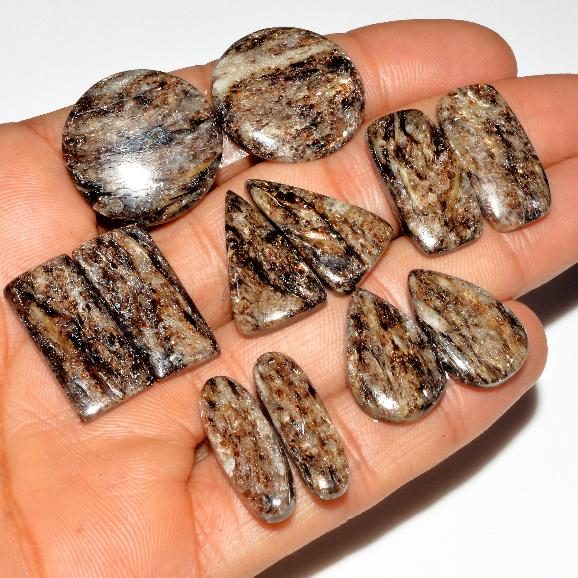 6 Pairs 148 Cts Natural Silver Mica Schist Pair Lot For Silver Earring Loose Gemstone Mixed Shape Crystal Healing Gems 21x21 20x11mm 16781