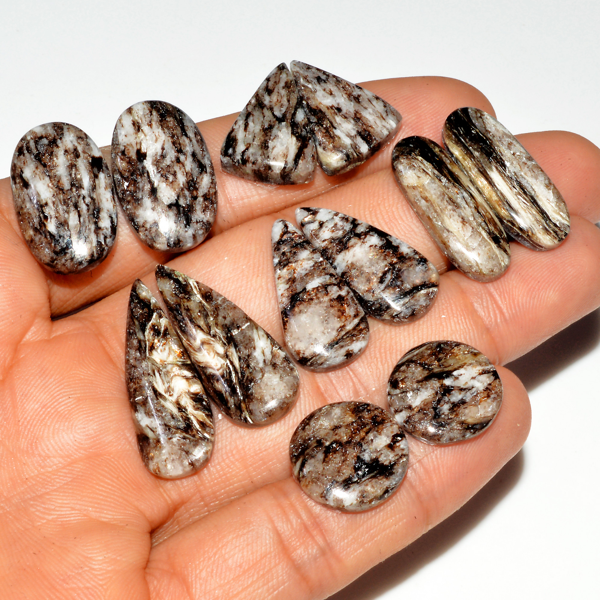 6 Pairs 129 Cts Natural Silver Mica Schist Pair Lot For Silver Earring Loose Gemstone Mixed Shape Crystal Healing Gems 29x10 14x14mm 16783