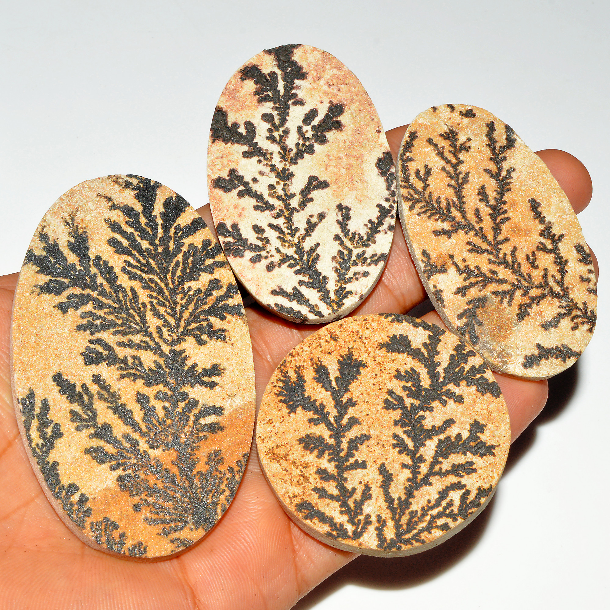 4 Pcs 534 Cts Natural Manganese Dendrite Agate Druzy Loose Gemstone Crystal Healing Mixed Shape For Jewelry Making 77x45 48x48mm 16786