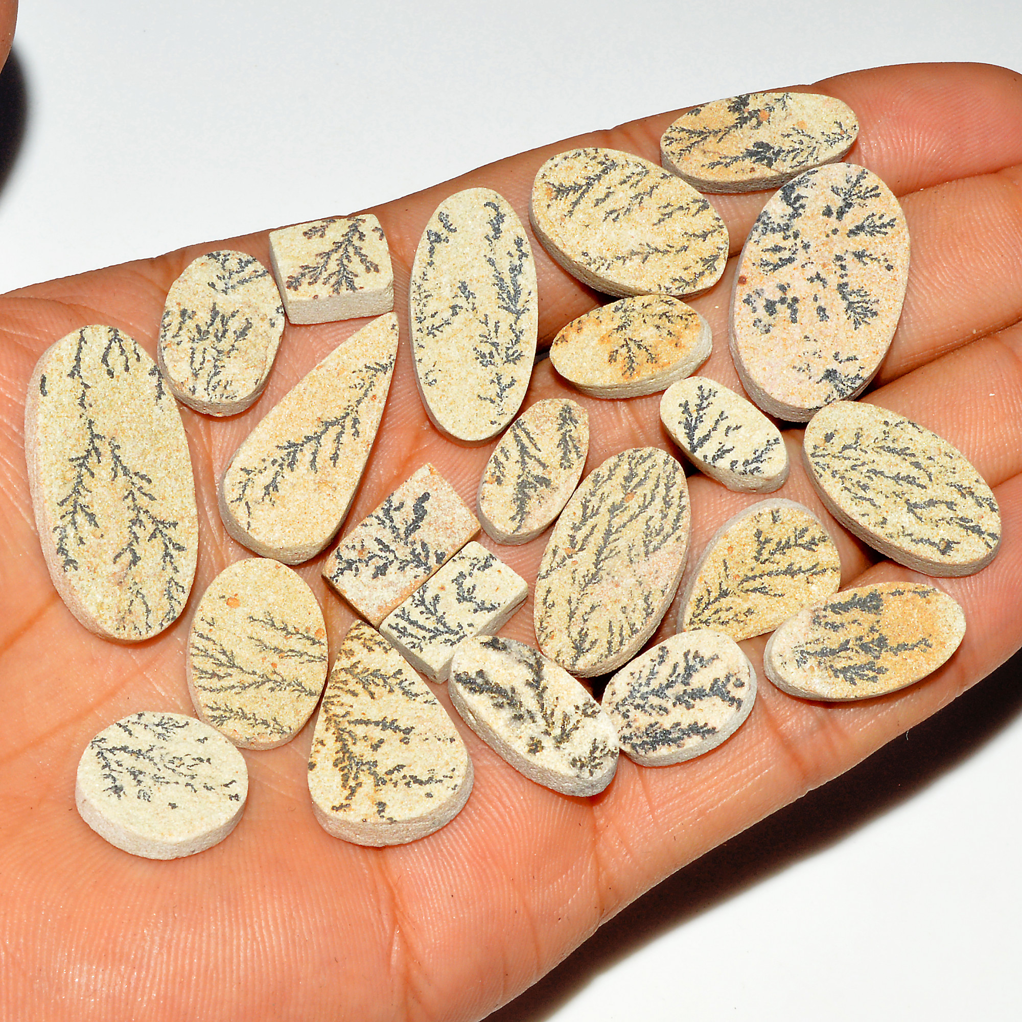 22 Pcs 212 Cts Natural Manganese Dendrite Agate Druzy Loose Gemstone Crystal Healing Mixed Shape For Jewelry Making 30x15 11x6mm 16788