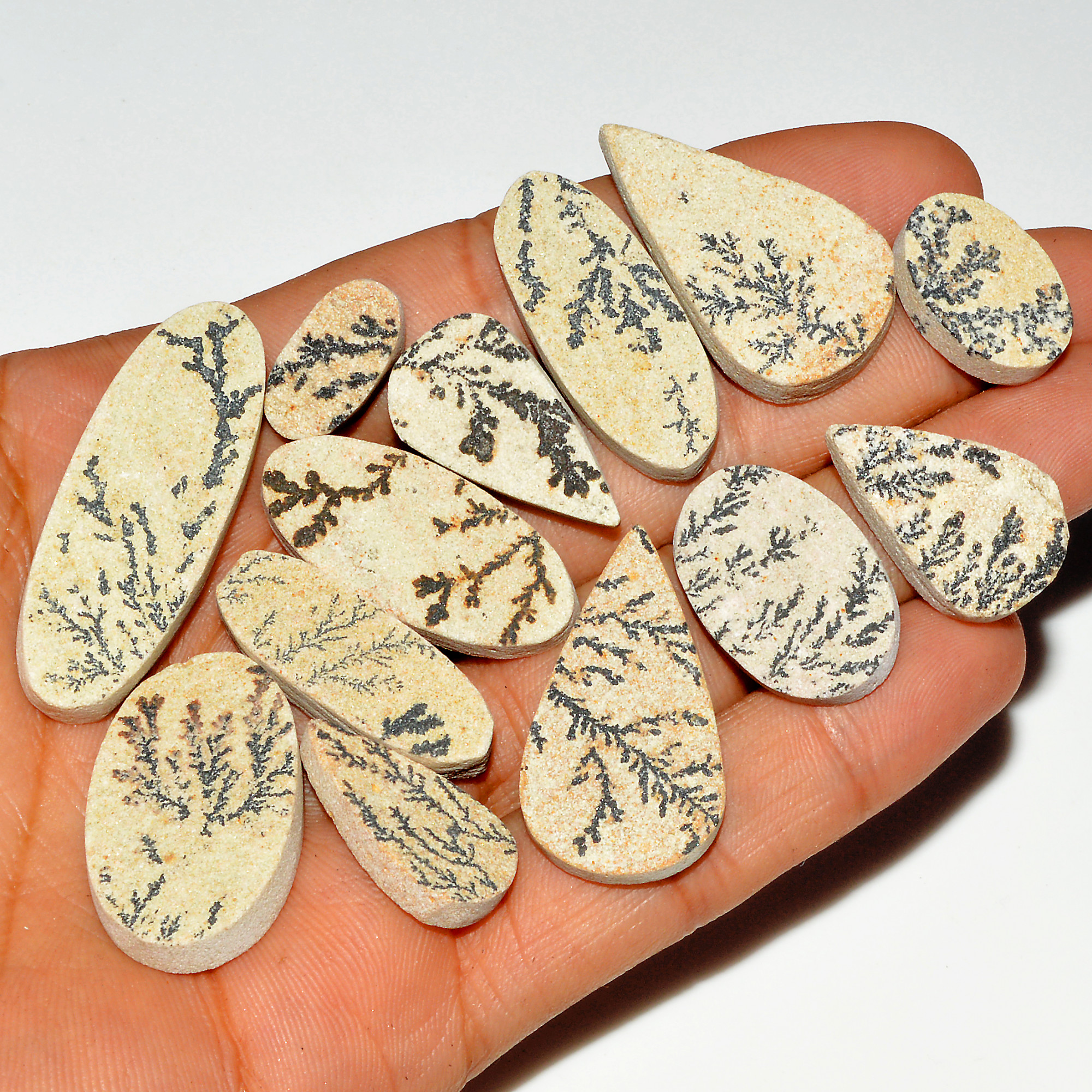 13 Pcs 235 Cts Natural Manganese Dendrite Agate Druzy Loose Gemstone Crystal Healing Mixed Shape For Jewelry Making 40x14 15x8mm 16789