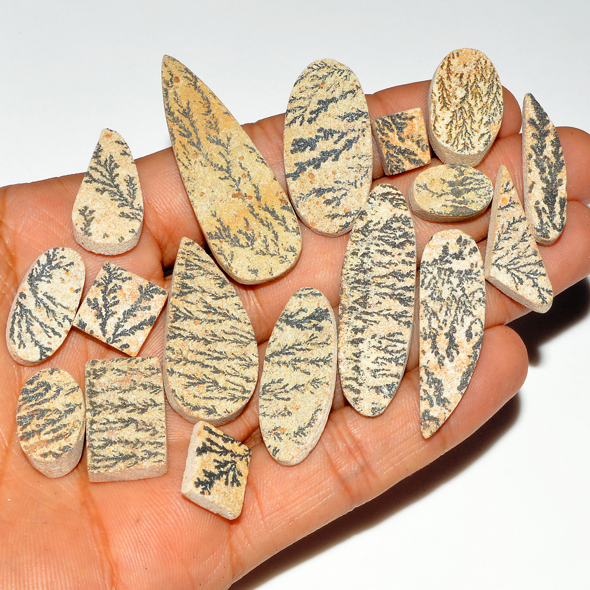 17 Pcs 202 Cts Natural Manganese Dendrite Agate Druzy Loose Gemstone Crystal Healing Mixed Shape For Jewelry Making 45x15 10x9mm 16790