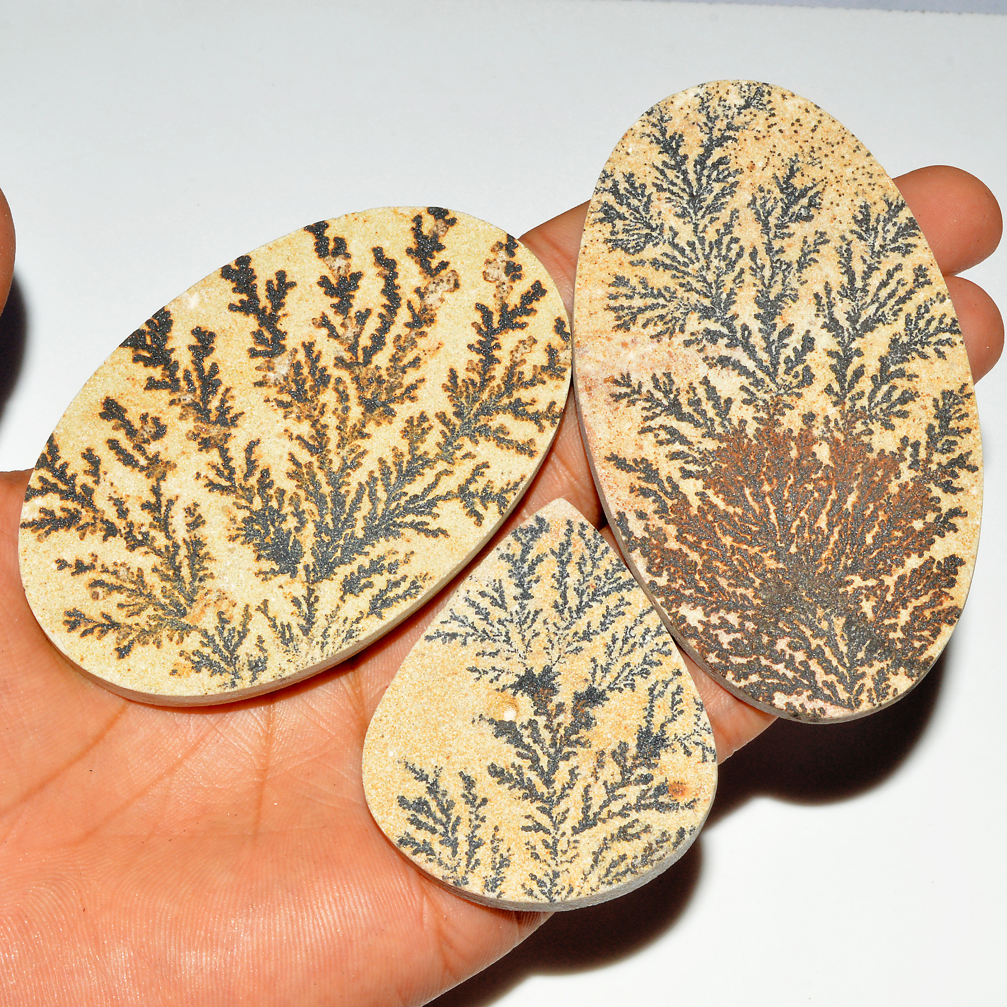 3 Pcs 504 Cts Natural Manganese Dendrite Agate Druzy Loose Gemstone Crystal Healing Mixed Shape For Jewelry Making 90x50 54x43mm 16793