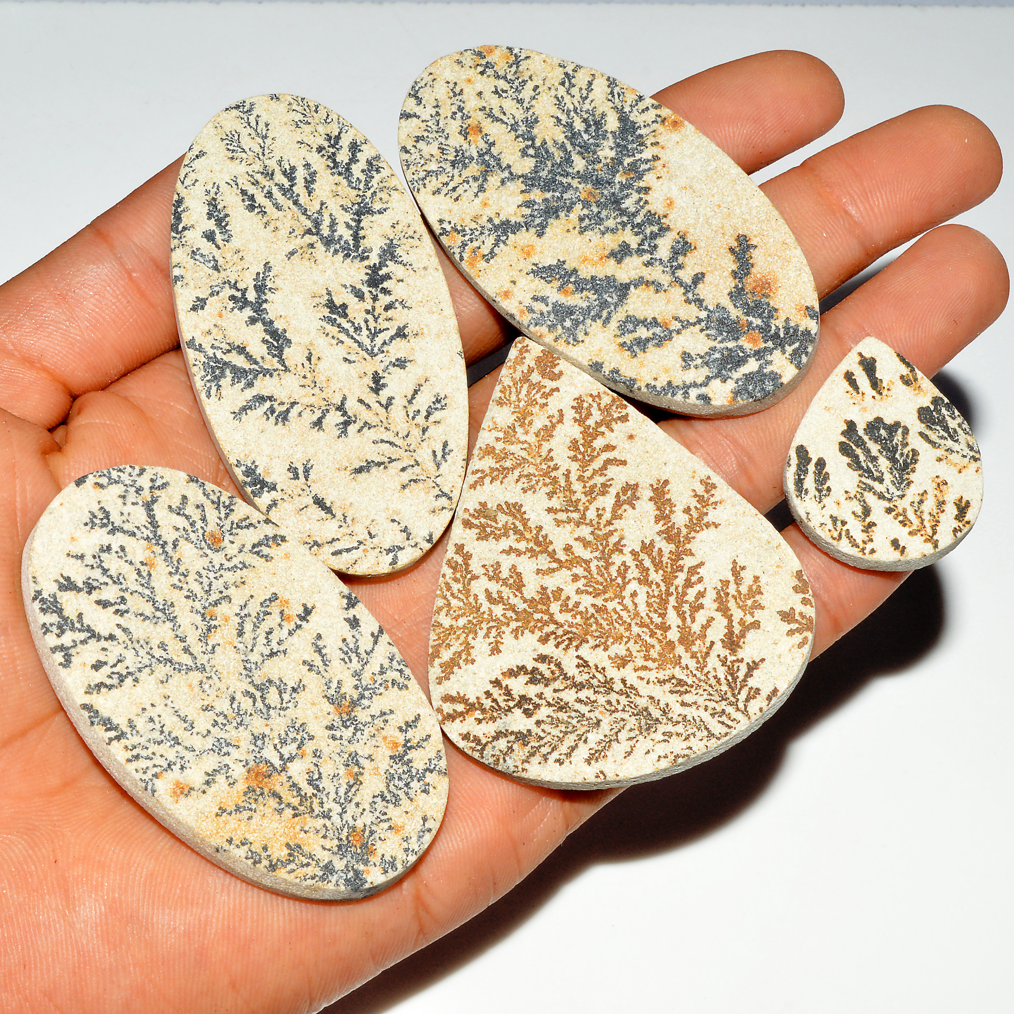 5 Pcs 521 Cts Natural Manganese Dendrite Agate Druzy Loose Gemstone Crystal Healing Mixed Shape For Jewelry Making 68x34 30x24mm 16800
