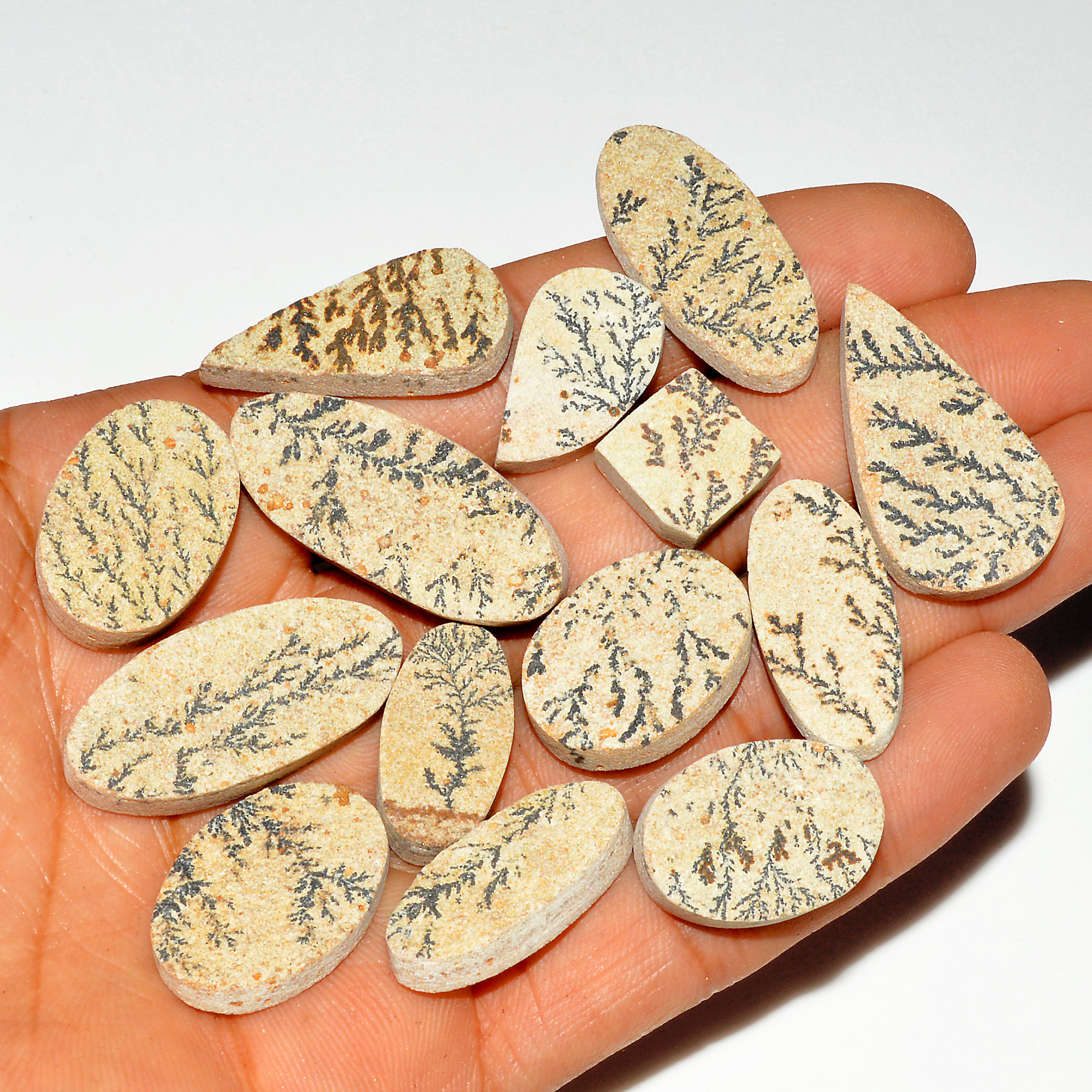 14 Pcs 234 Cts Natural Manganese Dendrite Agate Druzy Loose Gemstone Crystal Healing Mixed Shape For Jewelry Making 34x14 10x10mm 16801