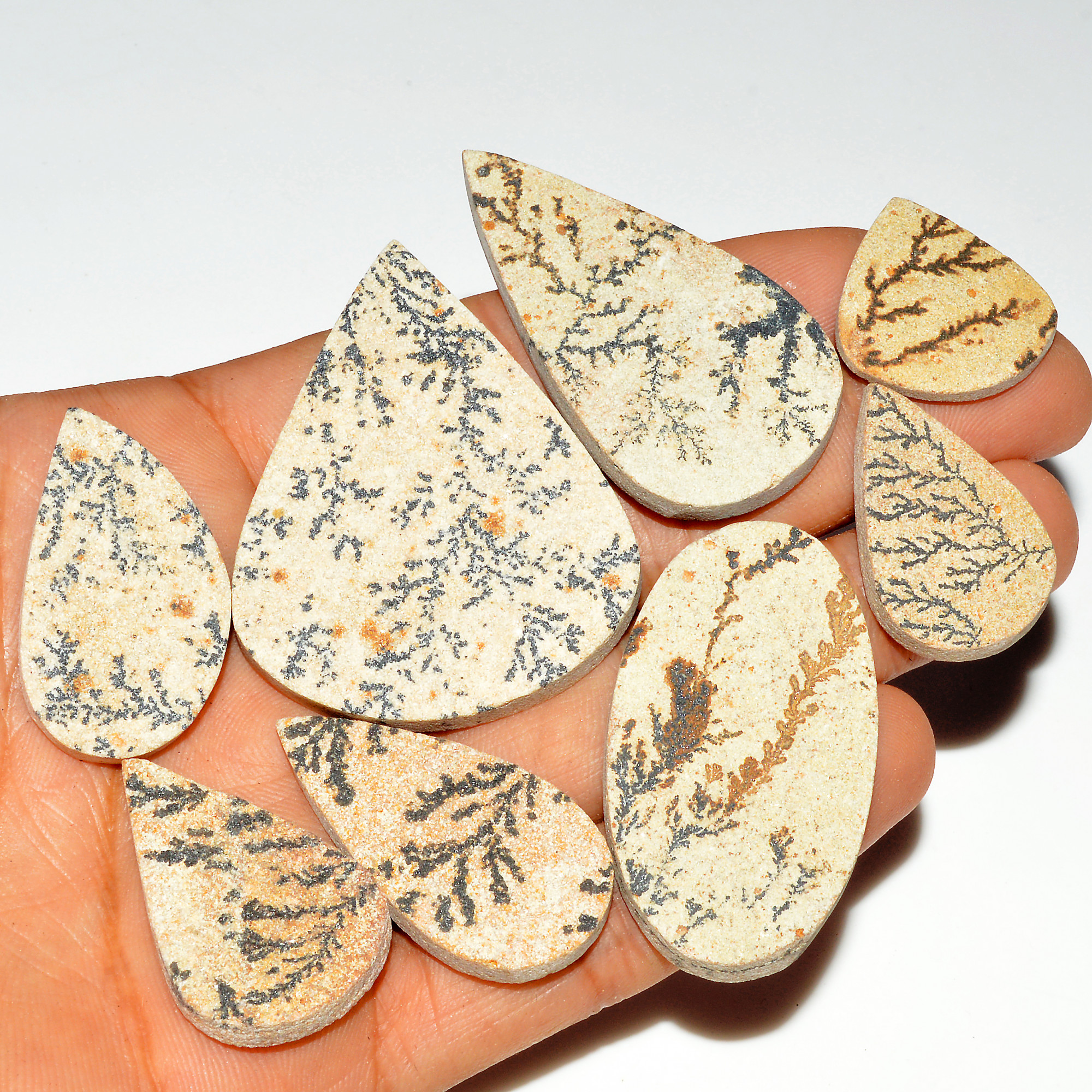 8 Pcs 285 Cts Natural Manganese Dendrite Agate Druzy Loose Gemstone Crystal Healing Mixed Shape For Jewelry Making 50x40 24x22mm 16813