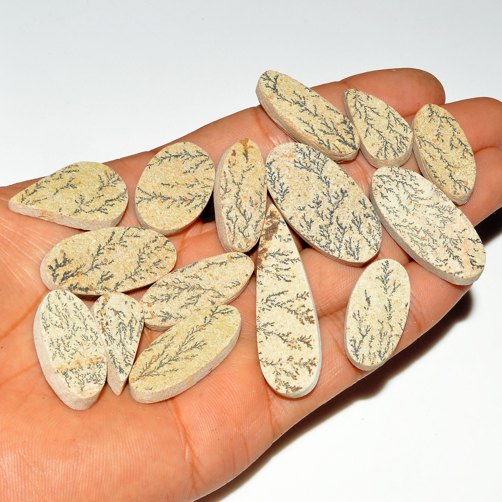 15 Pcs 286 Cts Natural Manganese Dendrite Agate Druzy Loose Gemstone Crystal Healing Mixed Shape For Jewelry Making 48x13 23x10mm 16817