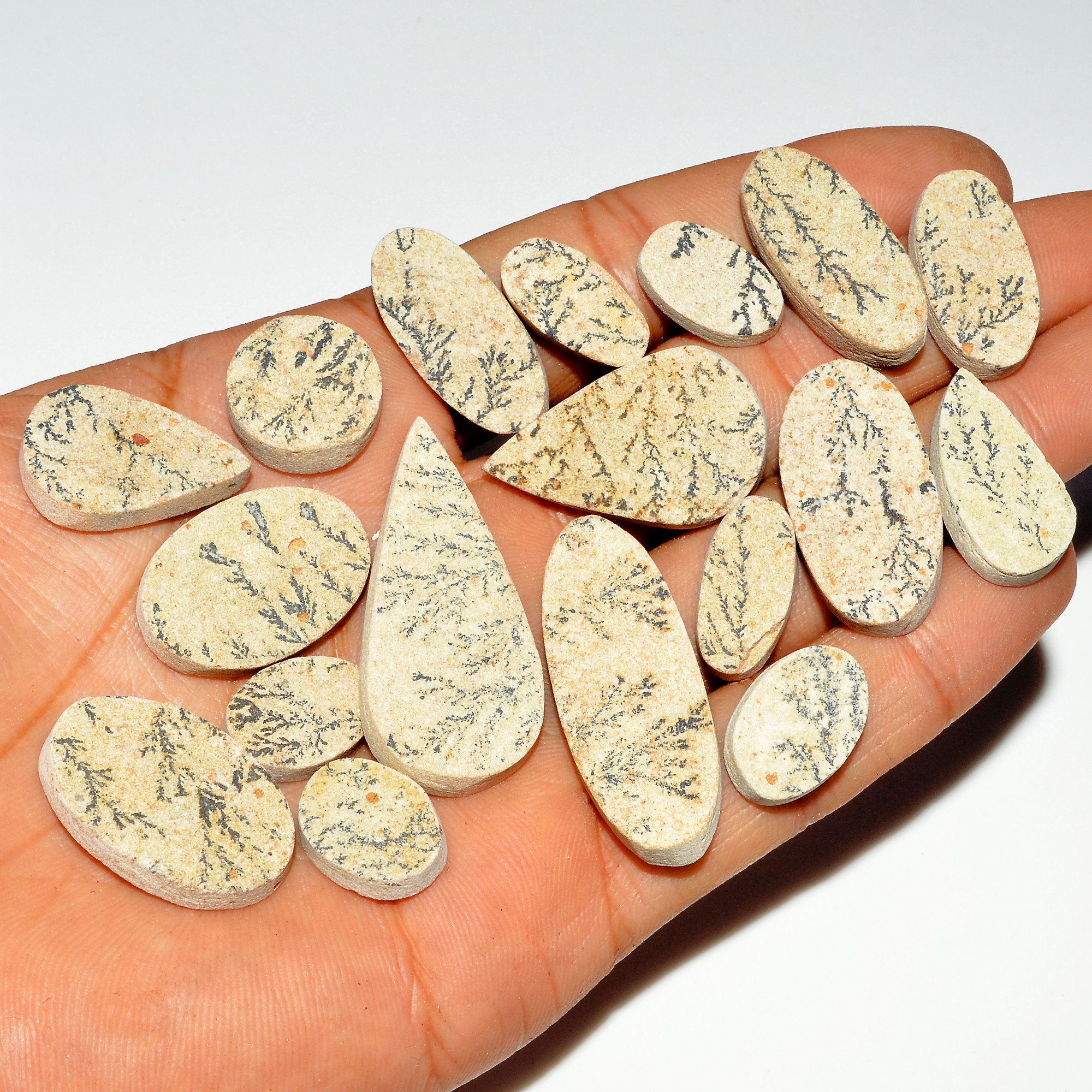 16 Pcs 274 Cts Natural Manganese Dendrite Agate Druzy Loose Gemstone Crystal Healing Mixed Shape For Jewelry Making 40x15 15x10mm 16818