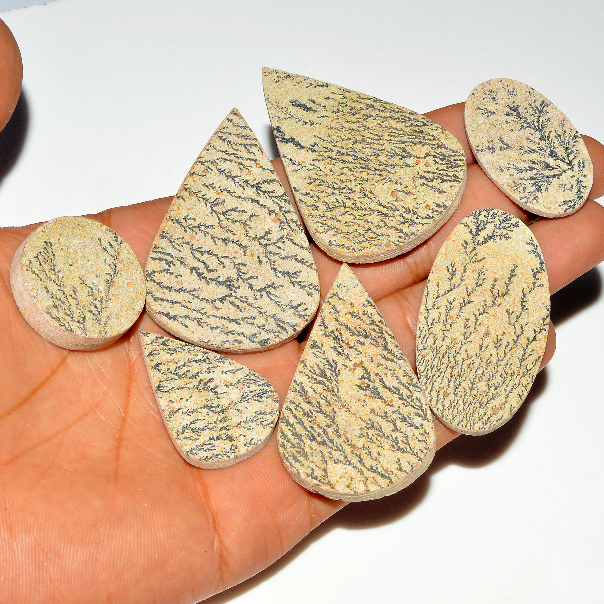 7 Pcs 354 Cts Natural Manganese Dendrite Agate Druzy Loose Gemstone Crystal Healing Mixed Shape For Jewelry Making 57x38 25x25mm 16819