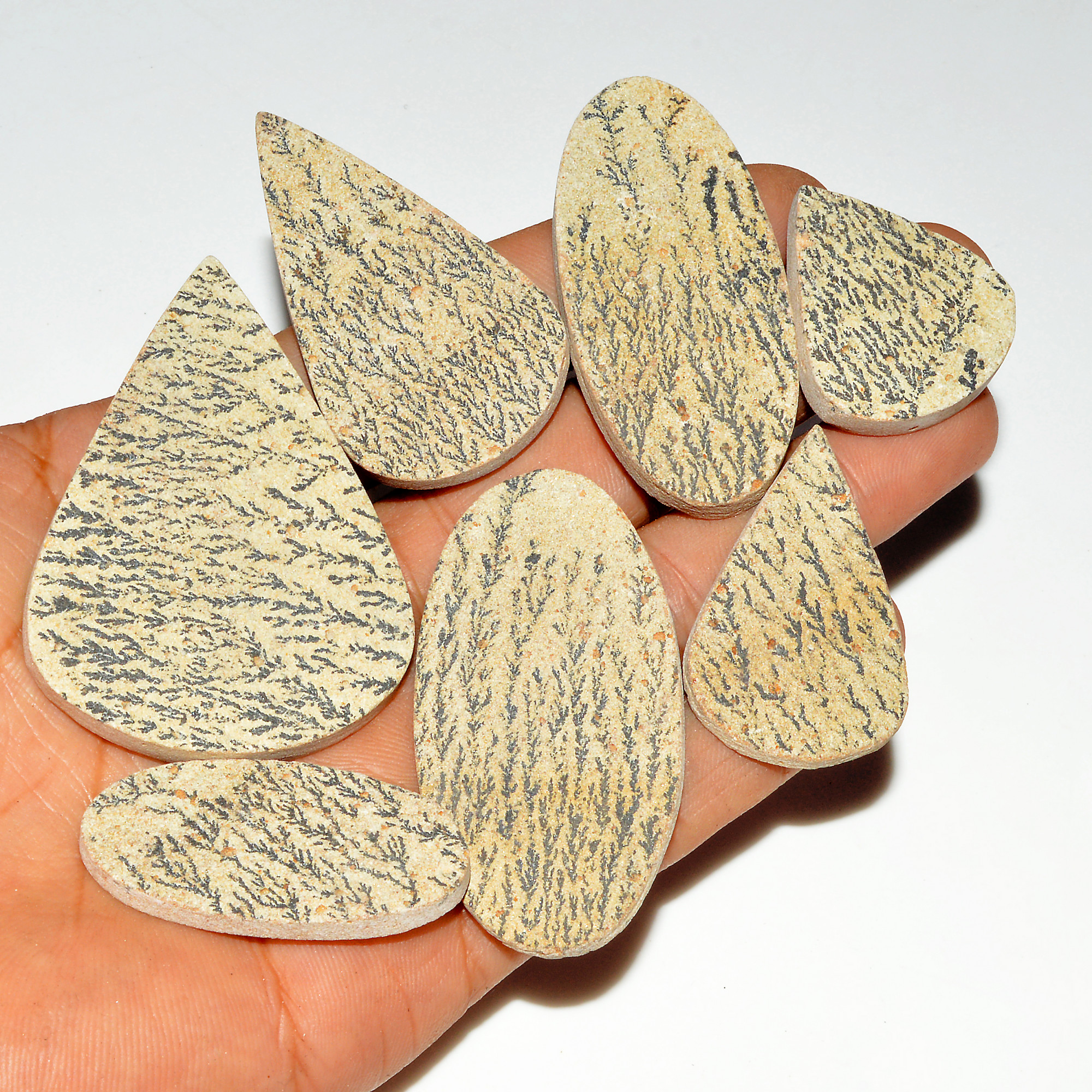 7 Pcs 380 Cts Natural Manganese Dendrite Agate Druzy Loose Gemstone Crystal Healing Mixed Shape For Jewelry Making 60x40 30x25mm 16820