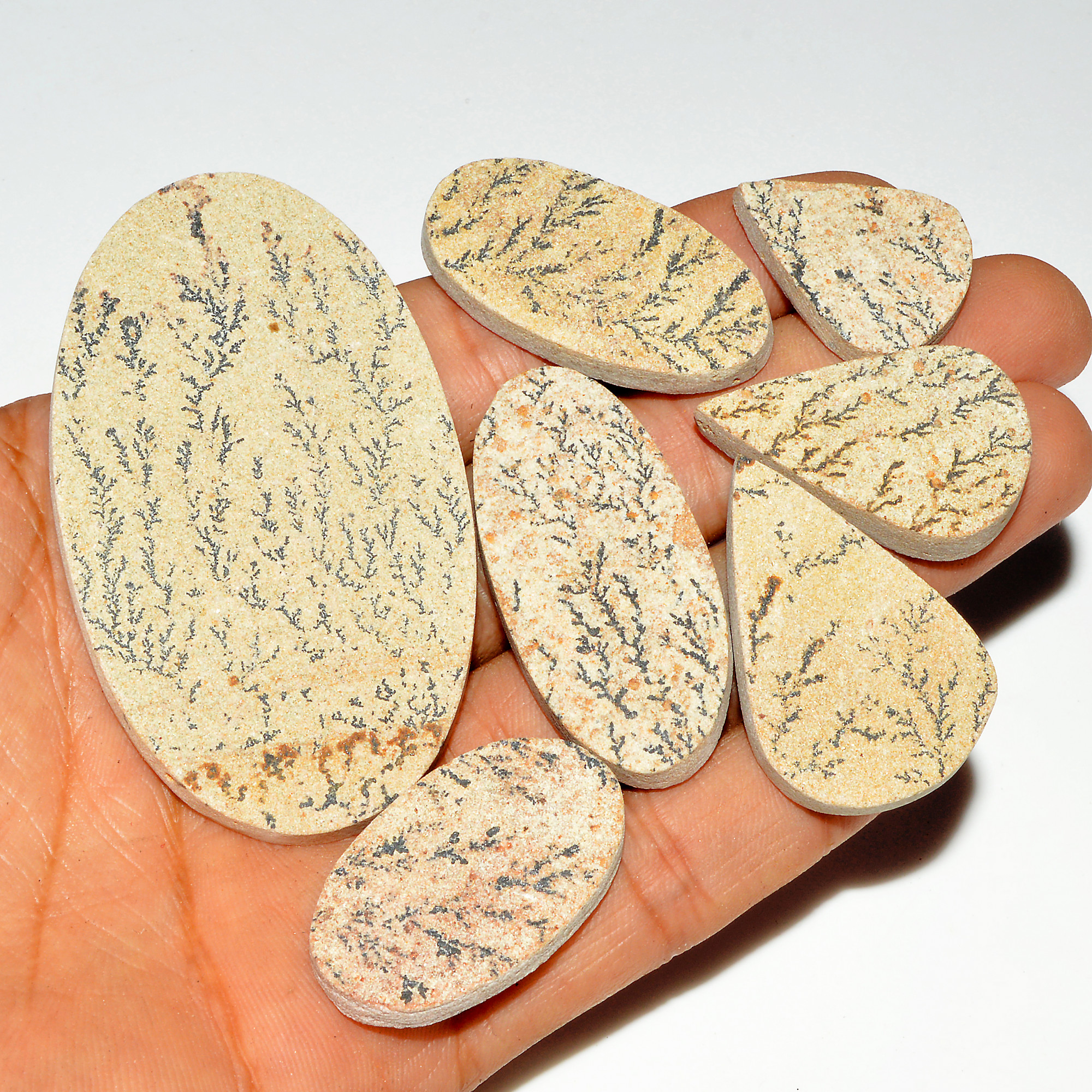 7 Pcs 326 Cts Natural Manganese Dendrite Agate Druzy Loose Gemstone Crystal Healing Mixed Shape For Jewelry Making 69x40 25x20mm 16821