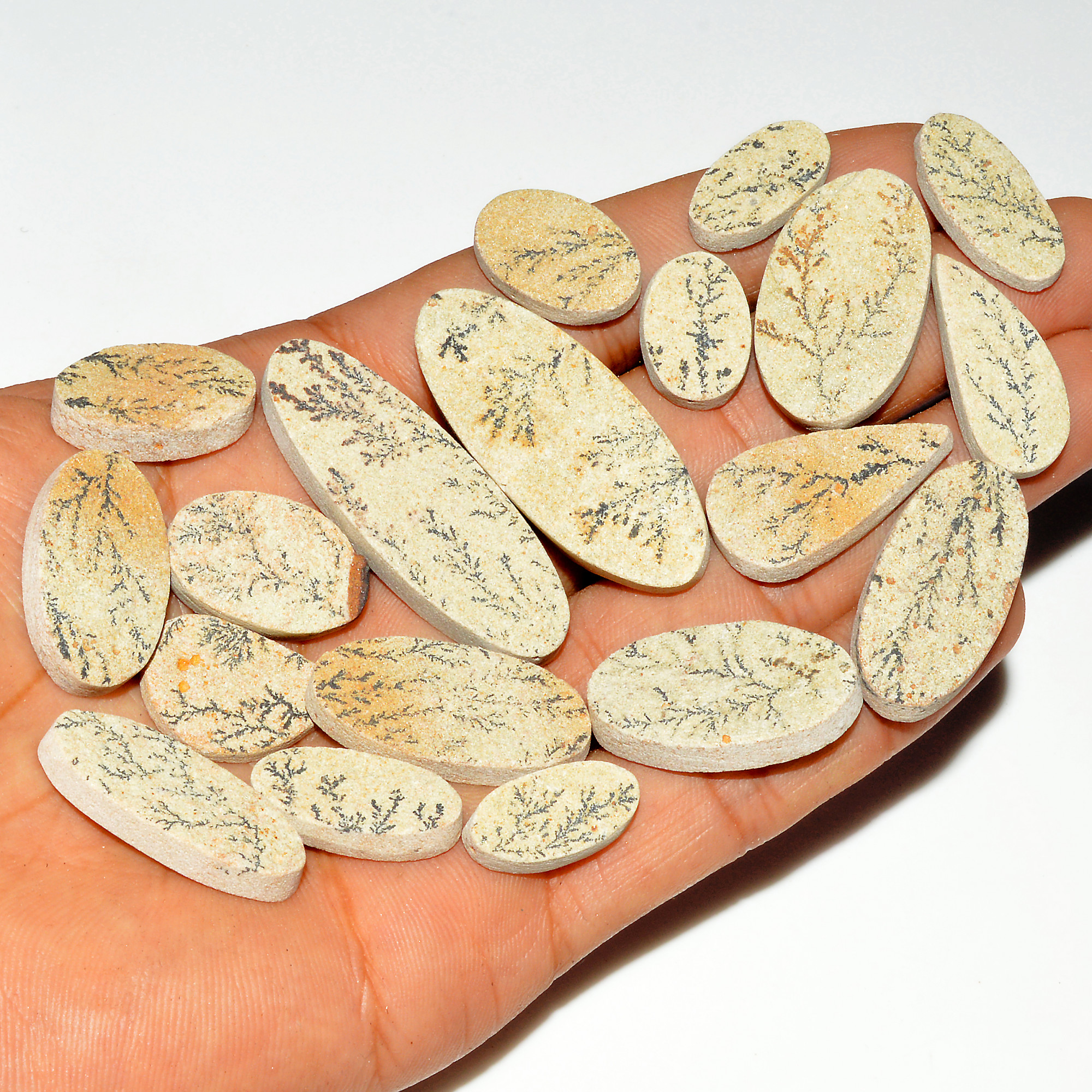 19 Pcs 308 Cts Natural Manganese Dendrite Agate Druzy Loose Gemstone Crystal Healing Mixed Shape For Jewelry Making 44x14 18x9mm 16822