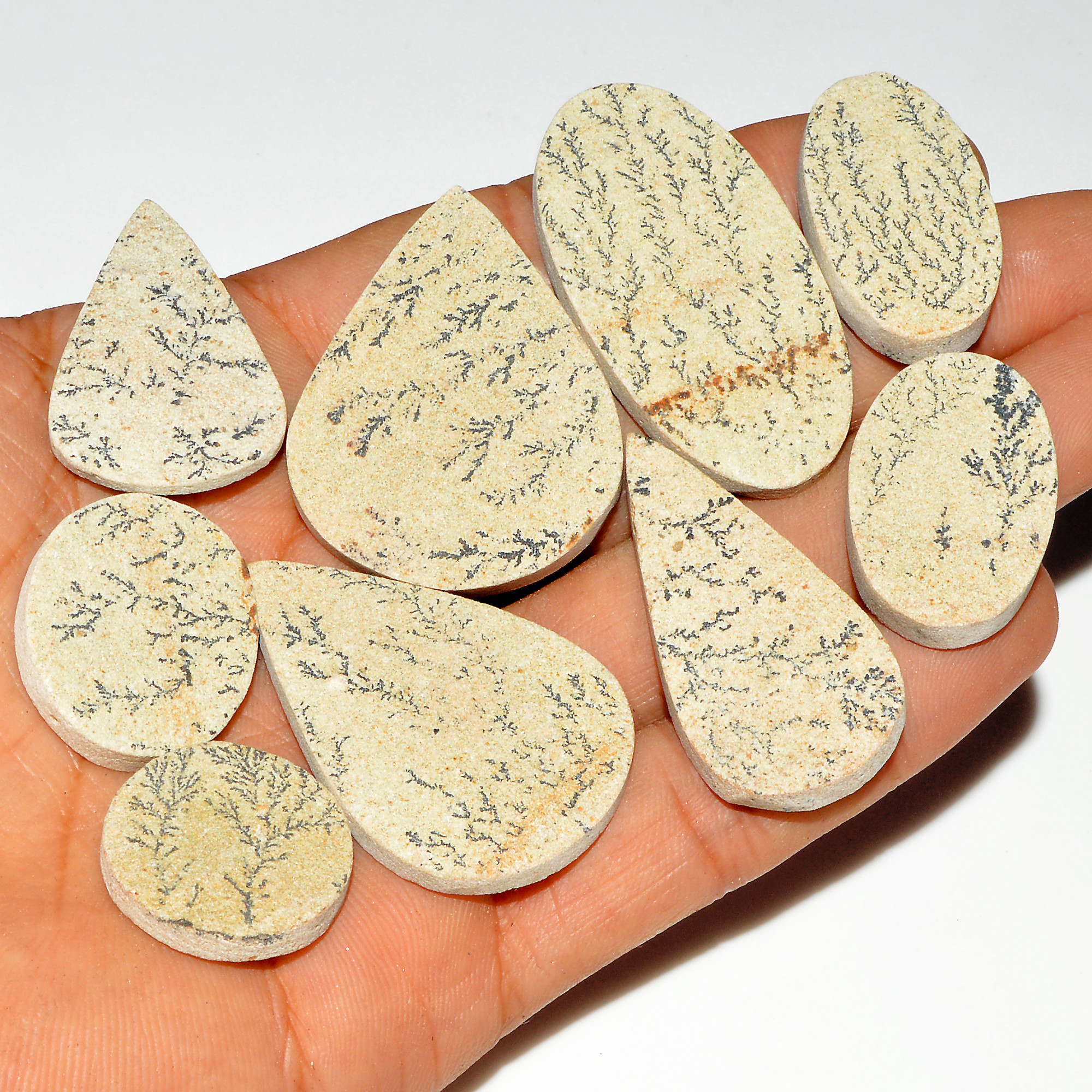 9 Pcs 261 Cts Natural Manganese Dendrite Agate Druzy Loose Gemstone Crystal Healing Mixed Shape For Jewelry Making 44x21 20x20mm 16823