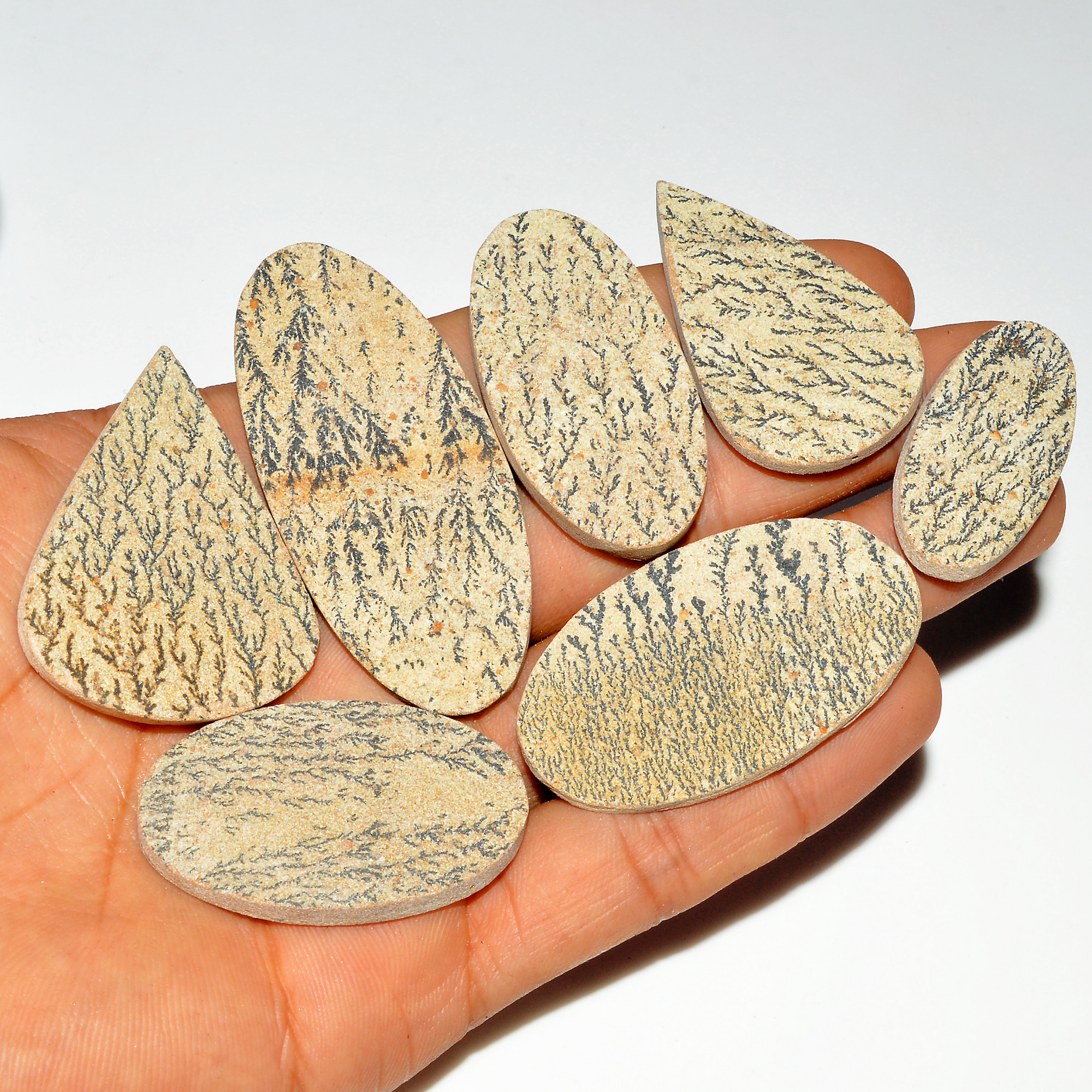 7 Pcs 277 Cts Natural Psilomelane Dendrite Agate Druzy Loose Gemstone Crystal Healing Mixed Shape For Jewelry Making 58x25 34x15mm 16824
