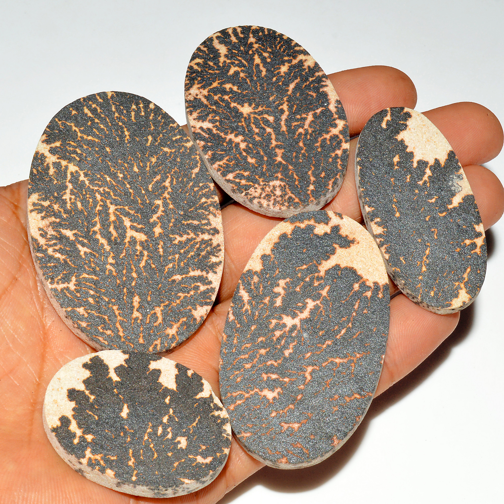 5 Pcs 432 Cts Natural Manganese Dendrite Agate Druzy Loose Gemstone Crystal Healing Mixed Shape For Jewelry Making 60x40 37x28mm 16826