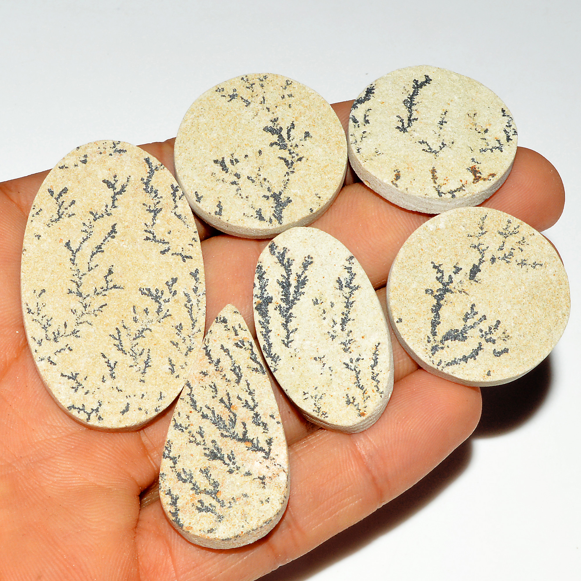 6 Pcs 215 Cts Natural Psilomelane Dendrite Agate Druzy Loose Gemstone Crystal Healing Mixed Shape For Jewelry Making 48x28 27x27mm 16827