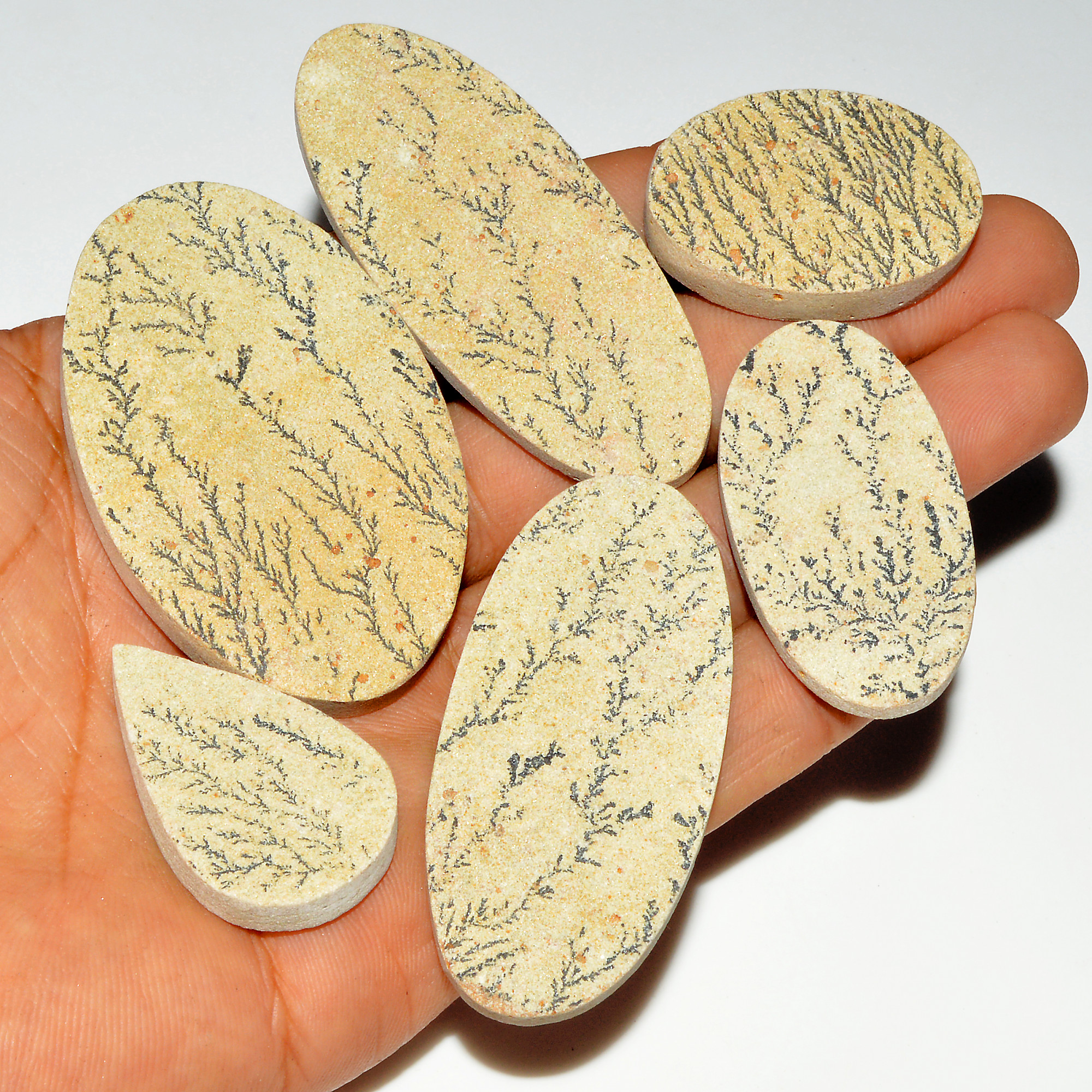 6 Pcs 361 Cts Natural Manganese Dendrite Agate Druzy Loose Gemstone Crystal Healing Mixed Shape For Jewelry Making 58x35 35x25mm 16828