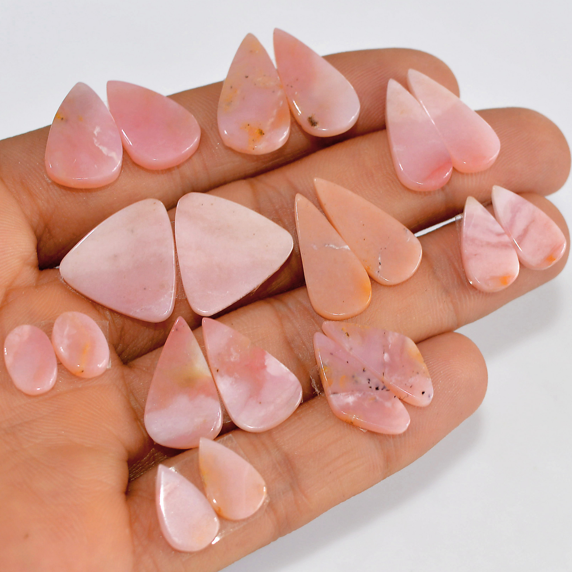 10 Pairs 70 Cts Natural Pink Opal Slice Pairs Loose Gemstone Crystal Healing Mixed Shape For Jewelry Making 15x15 10x5mm 16838