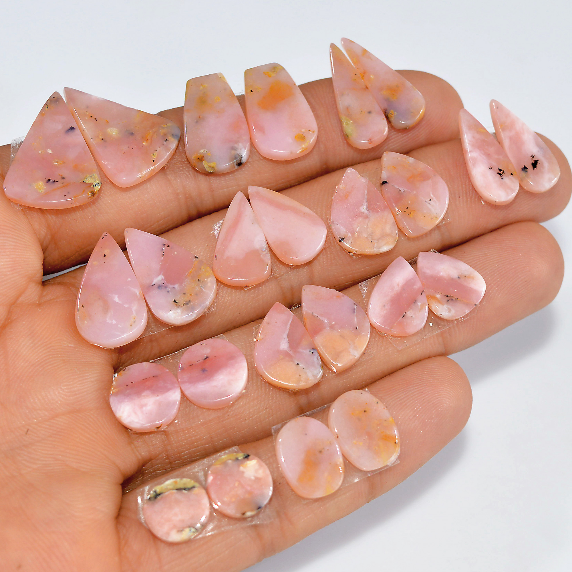 12 Pairs 66 Cts Natural Pink Opal Slice Pairs Loose Gemstone Crystal Healing Mixed Shape For Jewelry Making 19x14 8x8mm 16844