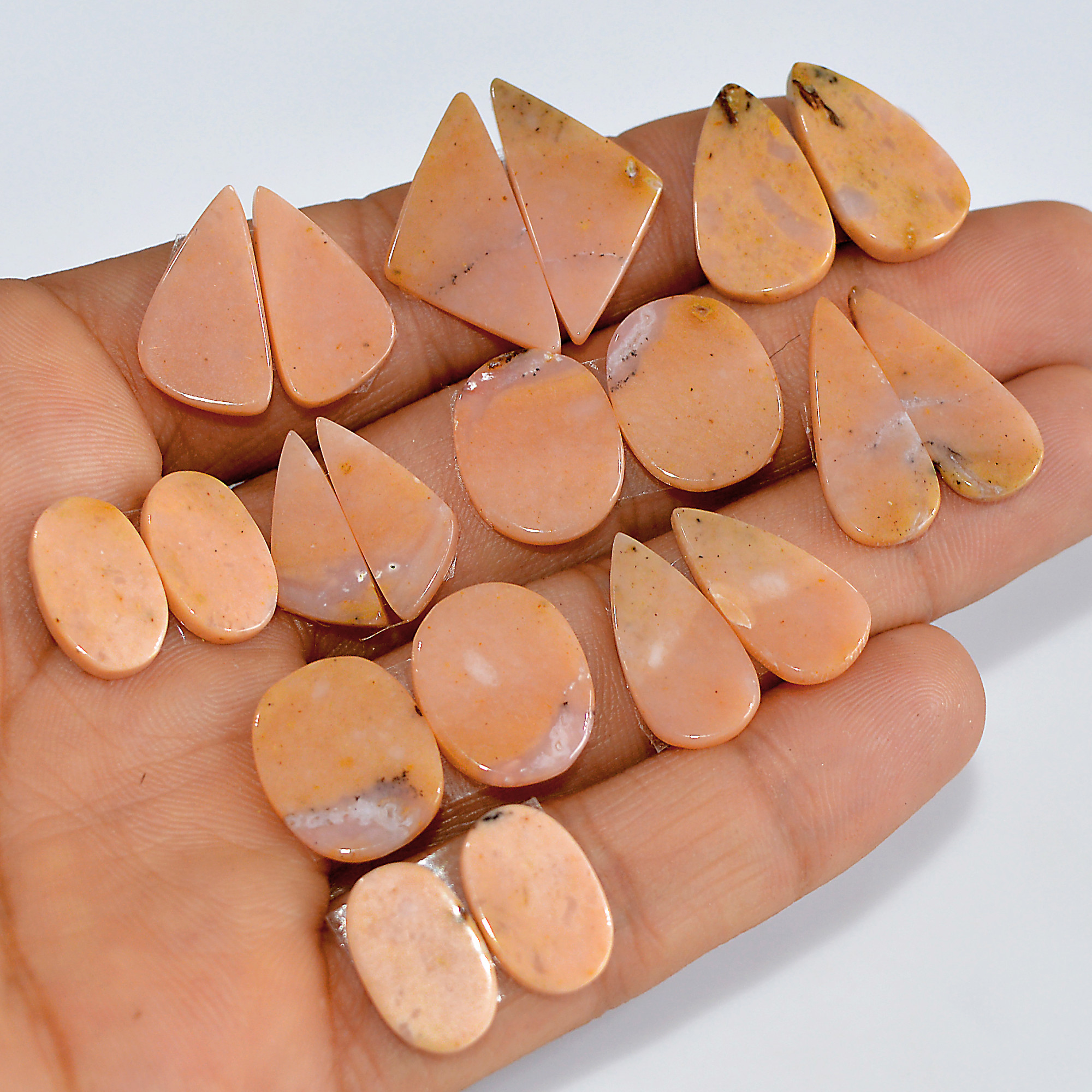 10 Pairs 78 Cts Natural Pink Opal Slice Pairs Loose Gemstone Crystal Healing Mixed Shape For Jewelry Making 24x10 13x9mm 16847